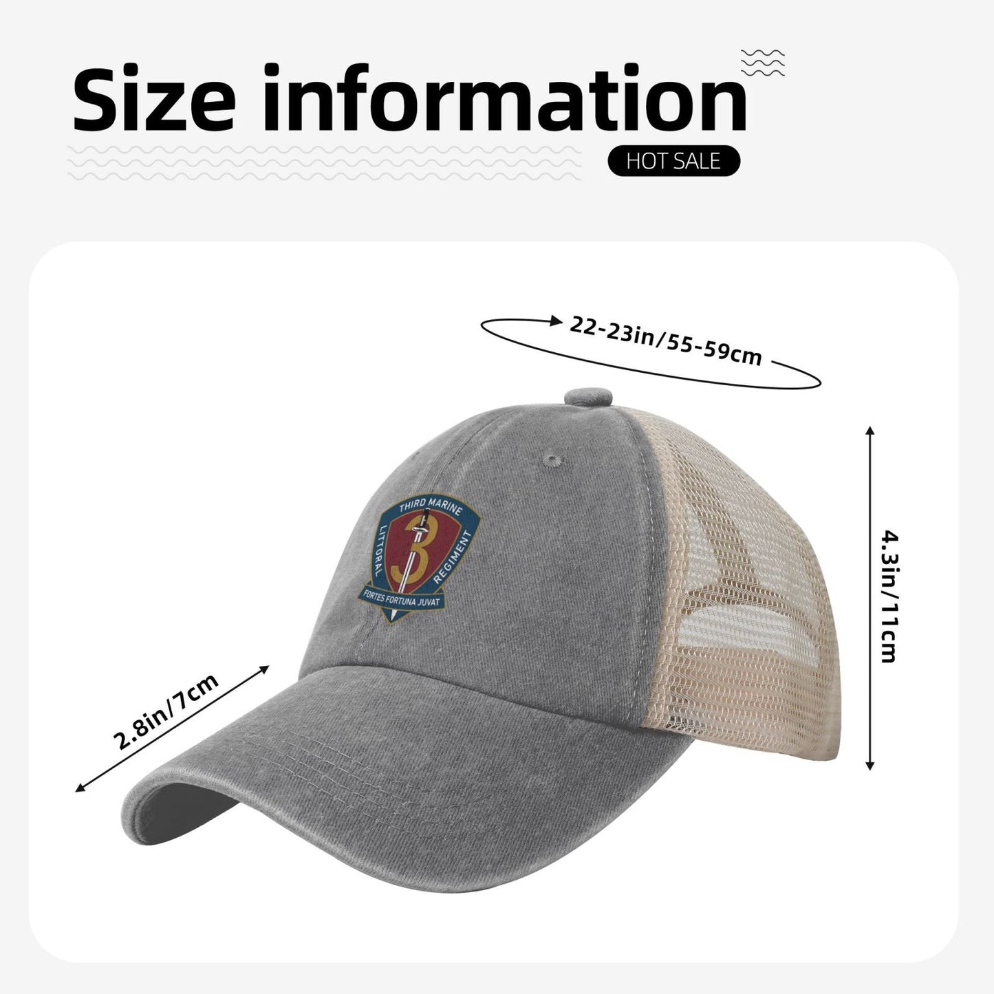 3rd Marine Littoral Regiment Printed unisex baseball cap adjustable grid baseball cap veteran gift