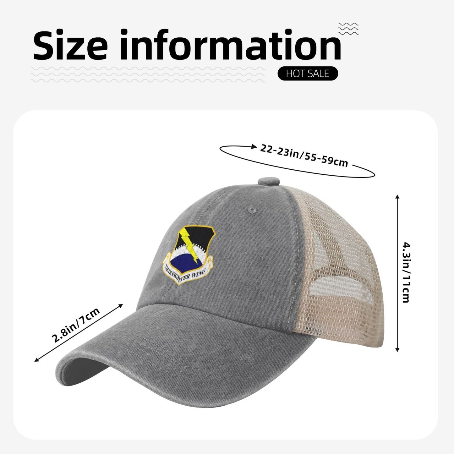 325th Fighter Wing Printed unisex baseball cap adjustable grid baseball cap veteran gift