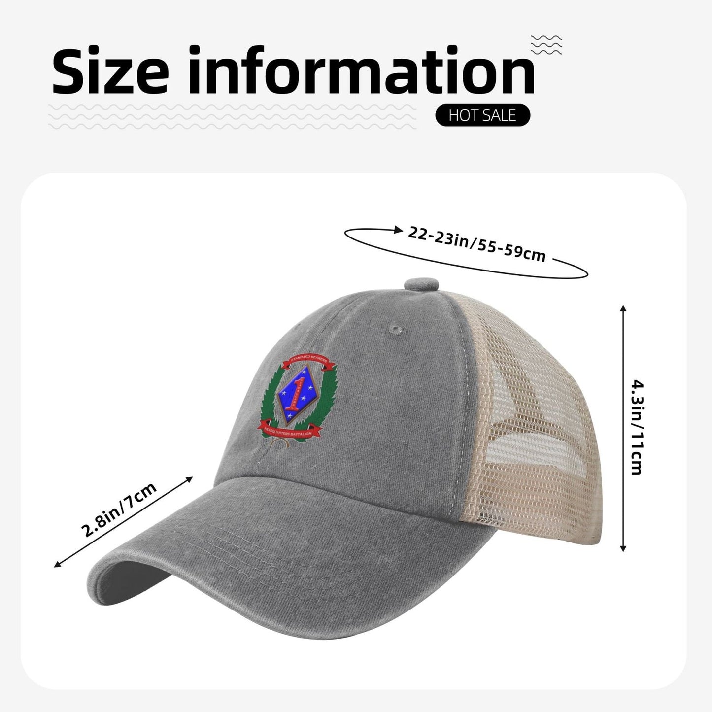 HQBN 1st Marine Division Printed unisex baseball cap adjustable grid baseball cap veteran gift