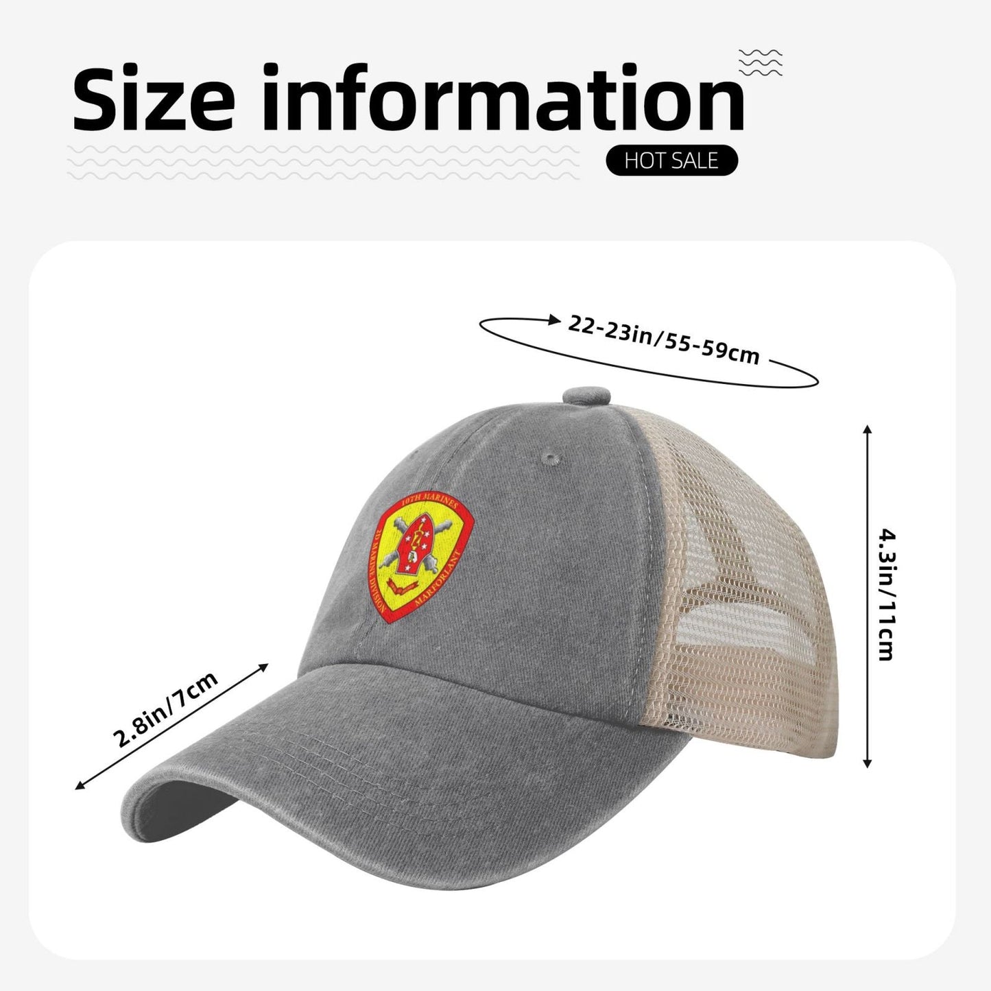 10th Marine Regiment Seal Printed unisex baseball cap adjustable grid baseball cap veteran gift