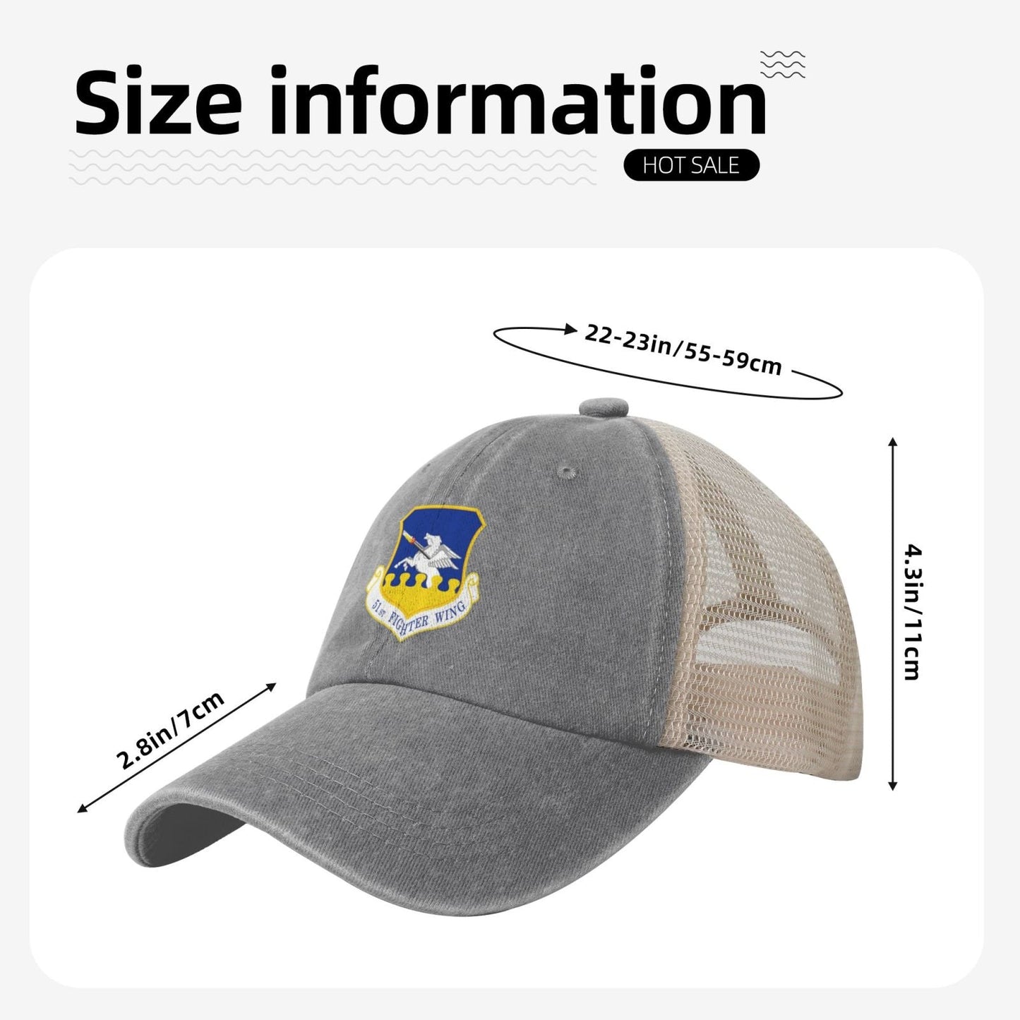 51st Fighter Wing Printed unisex baseball cap adjustable grid baseball cap veteran gift