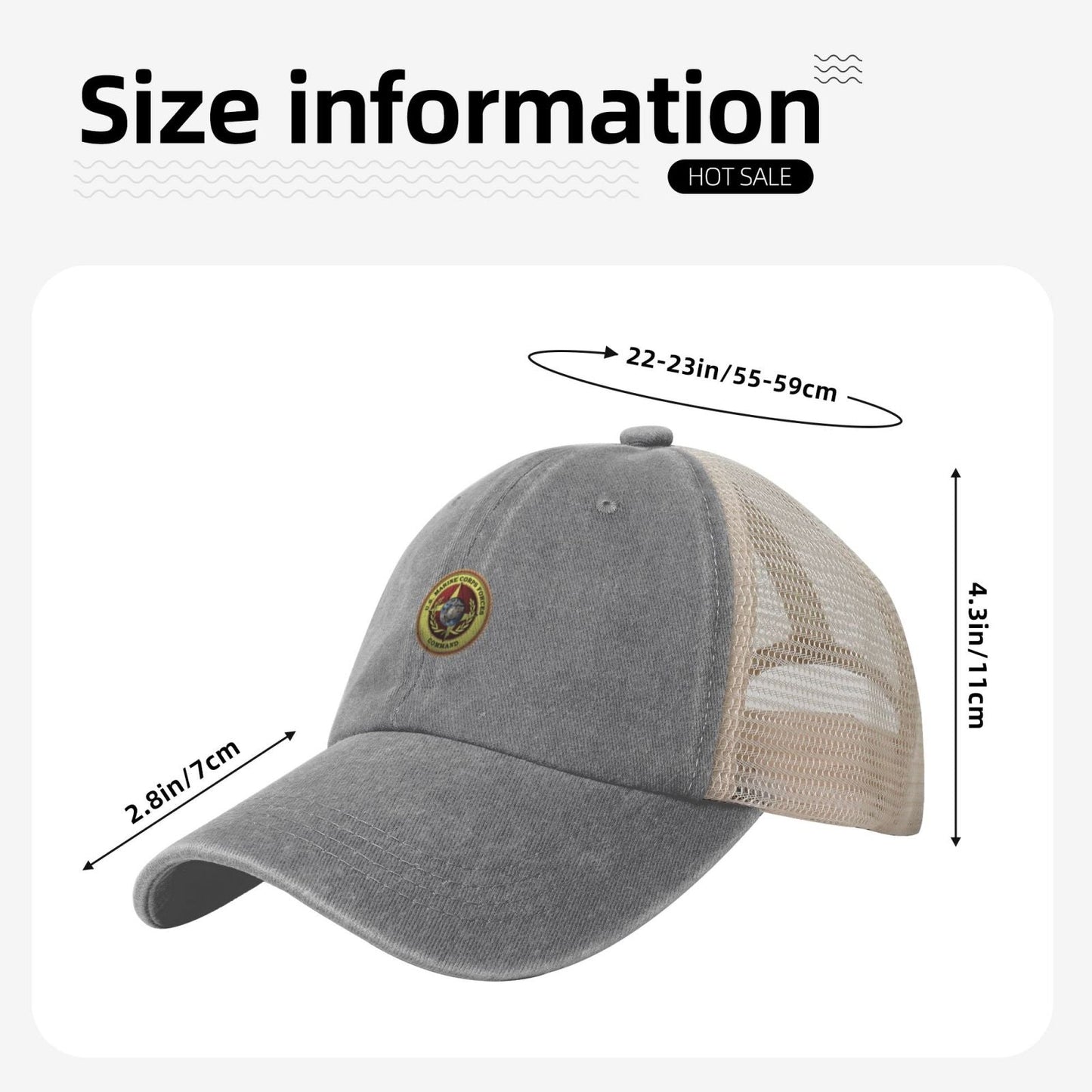 MARFORCOM Printed unisex baseball cap adjustable grid baseball cap veteran gift