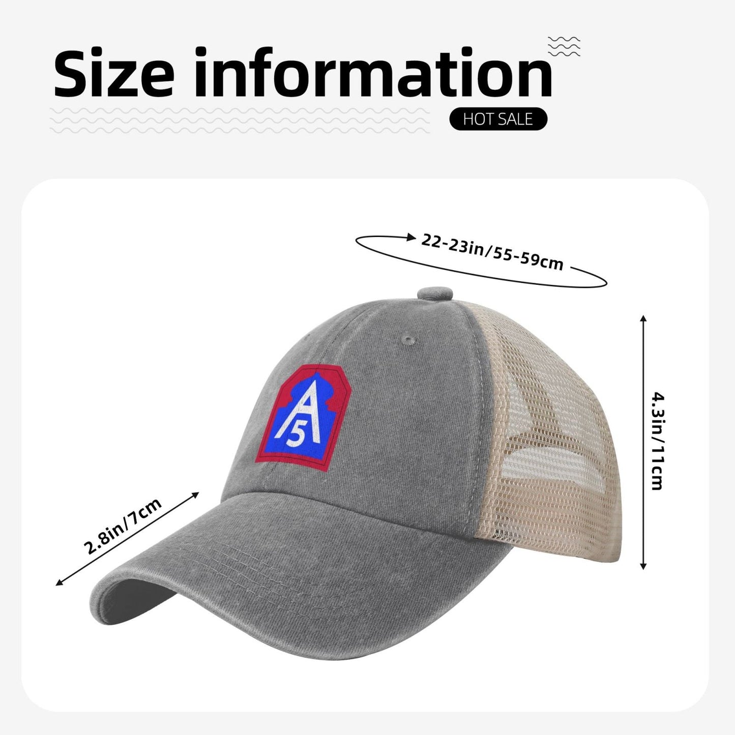 United States Army North CSIB Printed unisex baseball cap adjustable grid baseball cap veteran gift