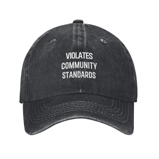 Violates Community Standards Printed unisex baseball cap adjustable cap outdoor sunshade trucker hat
