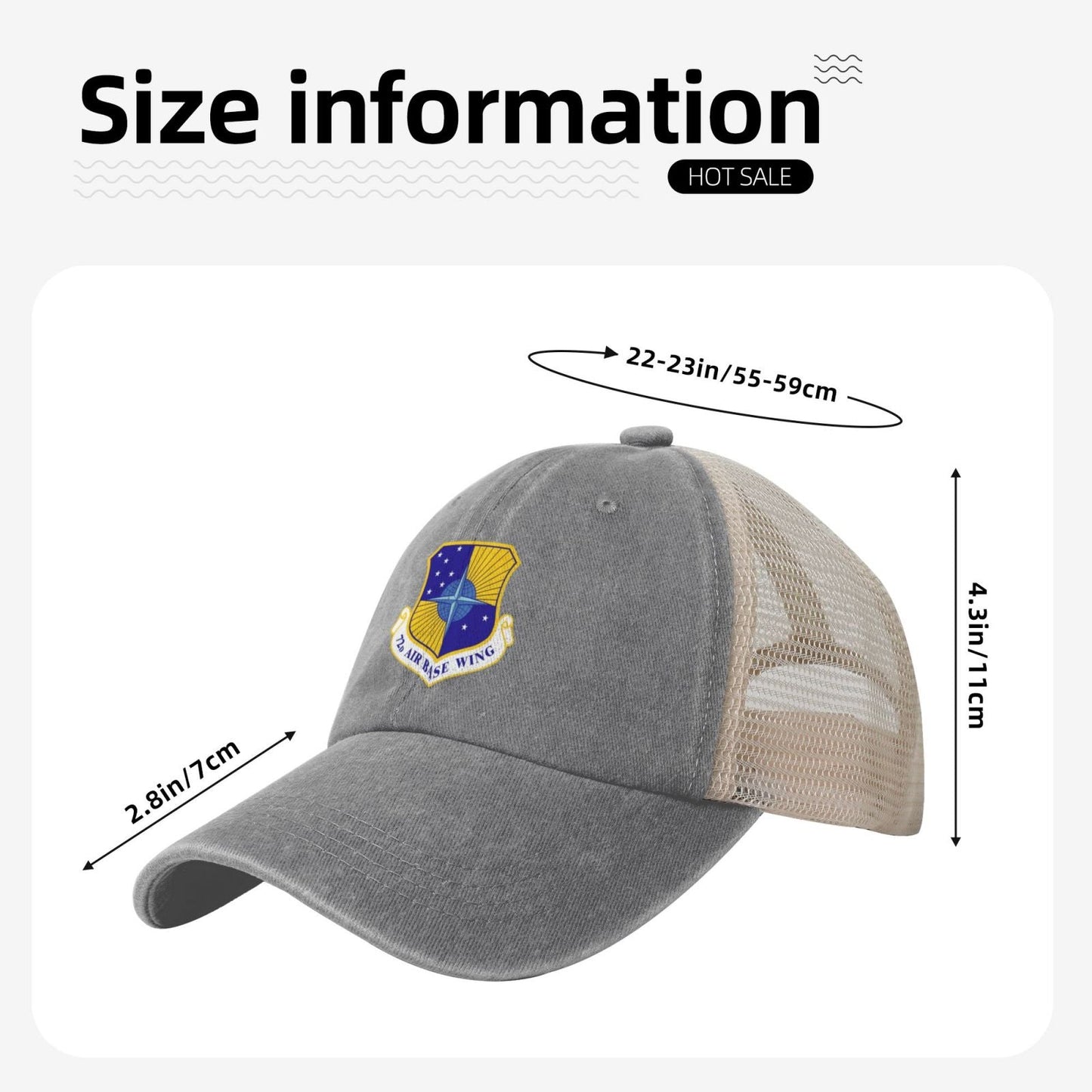 72d Air Base Wing Printed unisex baseball cap adjustable grid baseball cap veteran gift