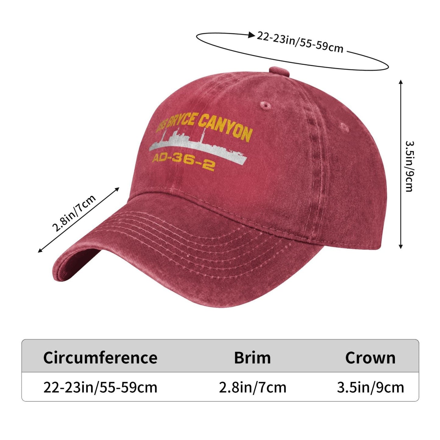 USS Bryce Canyon (AD-36)-2 Printed unisex baseball cap adjustable cap veteran gift