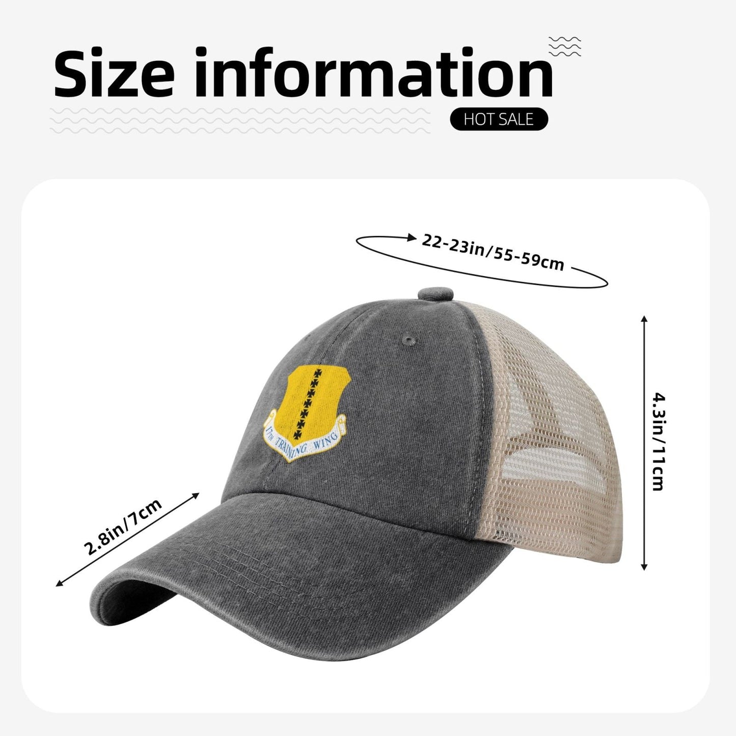 17th_Training_Wing.svg Printed unisex baseball cap adjustable grid baseball cap veteran gift