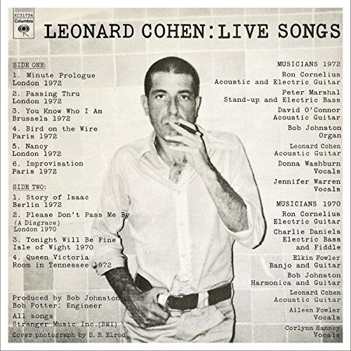 Leonard Cohen: Leonard Cohen: Live Songs - VINYL LP "VINYLBADGES"