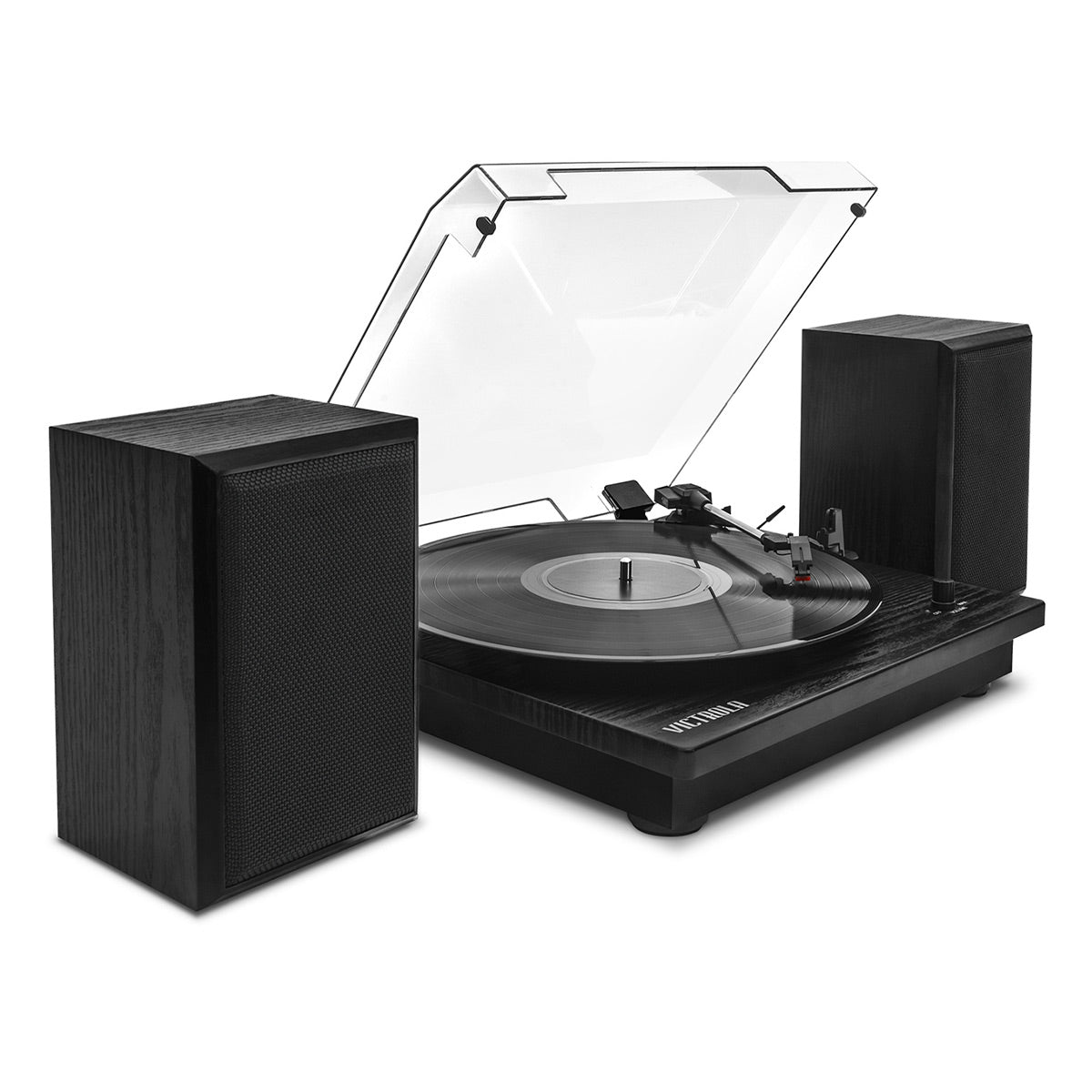 Victrola Montauk Bluetooth Turntable System with Bookshelf Speakers (Black)