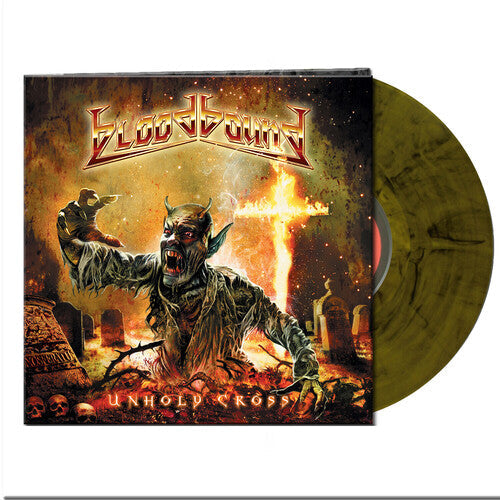 Bloodbound: UNHOLY CROSS - YELLOW/BLACK MARBLED - VINYL LP "VINYLBADGES"
