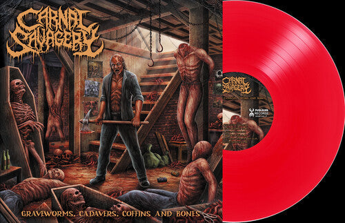 Carnal Savagery: Graveworms, Cadavers, Coffins and Bones - Clear Blood Red - VINYL LP "VINYLBADGES"