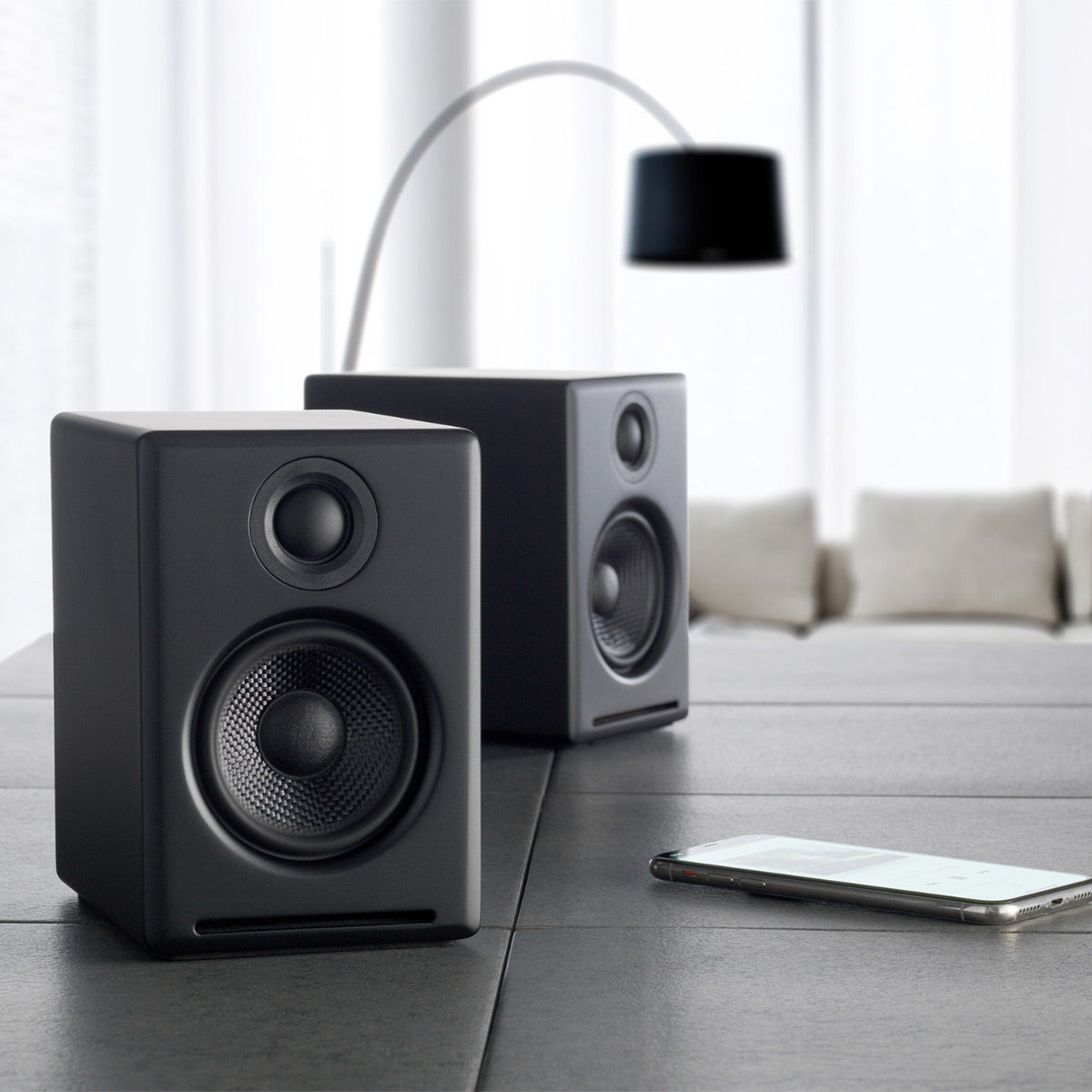 Audioengine A2+ Wireless Speaker System (Black) with Audio-Technica AT-LP60X-GM Fully Automatic Belt-Drive Stereo Turntable (Gunmetal/Black)