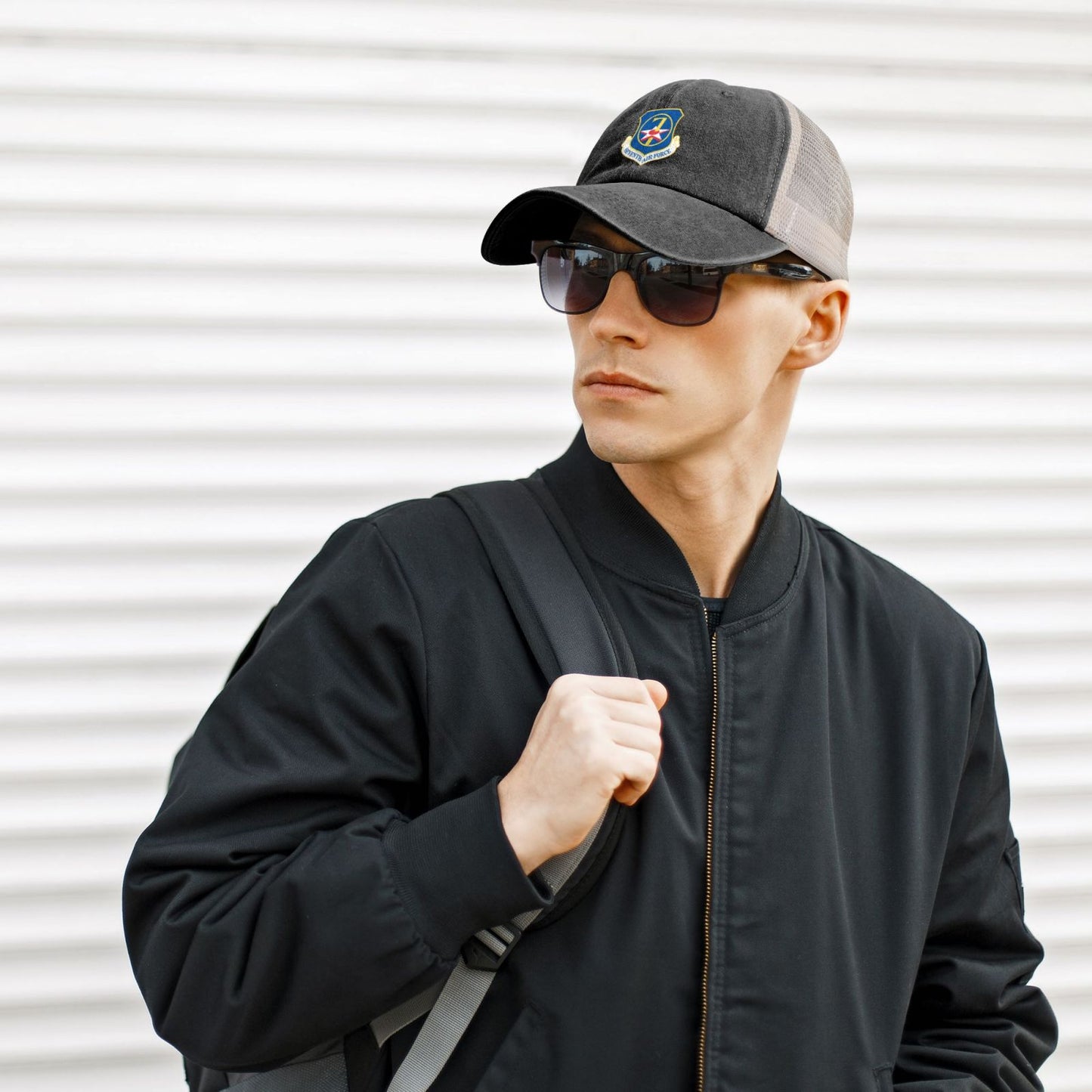 Seventh Air Force-Emblem Printed unisex baseball cap adjustable grid baseball cap veteran gift