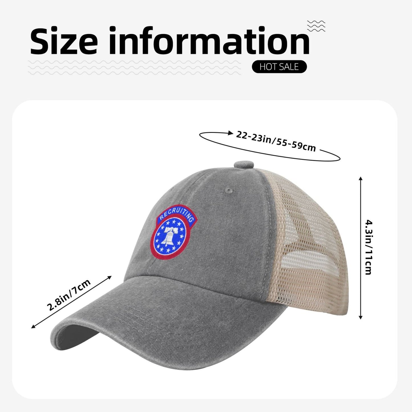 US Army Recruiting Command SSI Printed unisex baseball cap adjustable grid baseball cap veteran gift