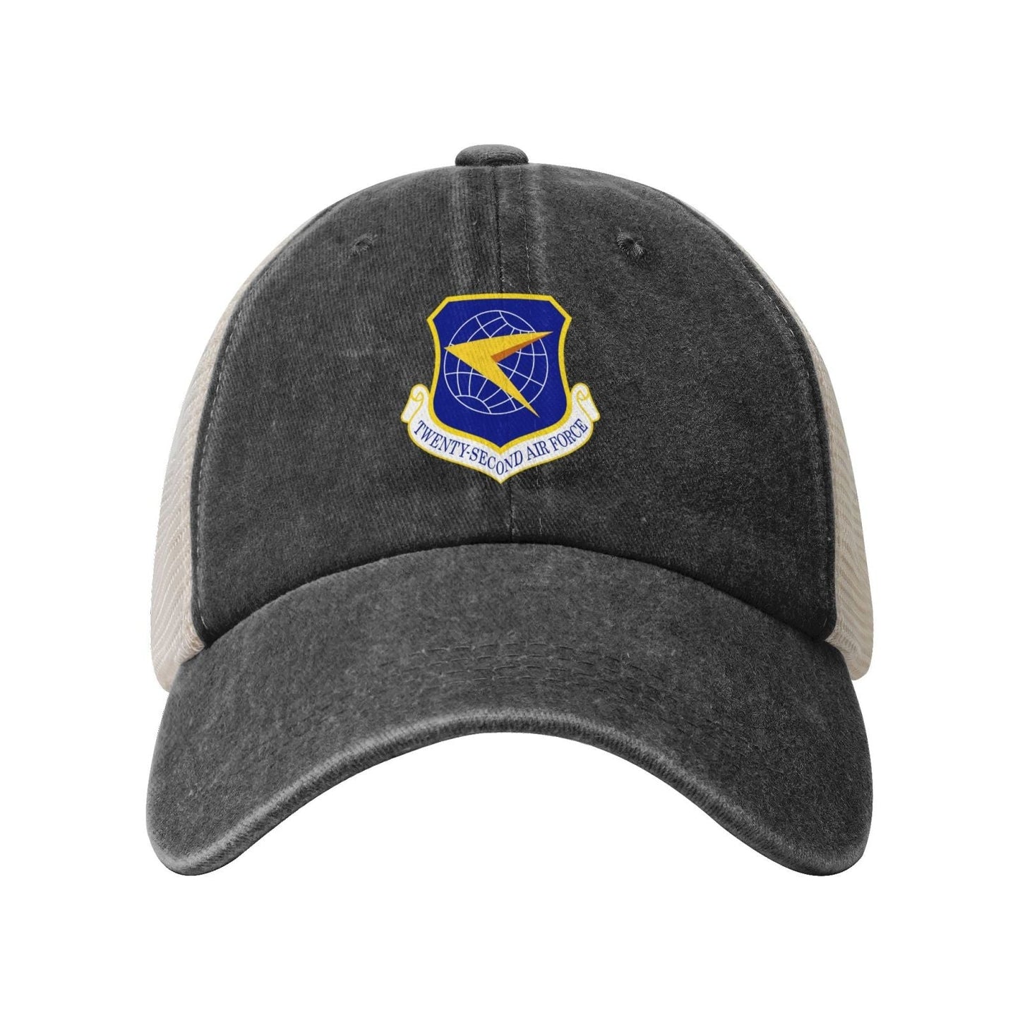 Twenty-Second Air Force-Emblem Printed unisex baseball cap adjustable grid baseball cap veteran gift