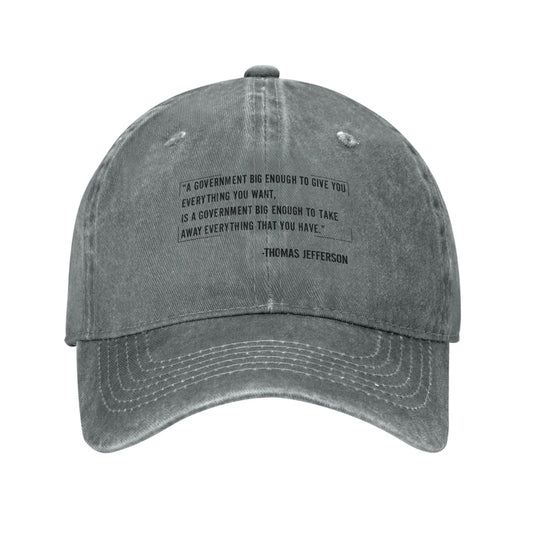 Thomas Jefferson Quote Printing unisex baseball cap adjustable hats Outdoor leisure hat trucker cap