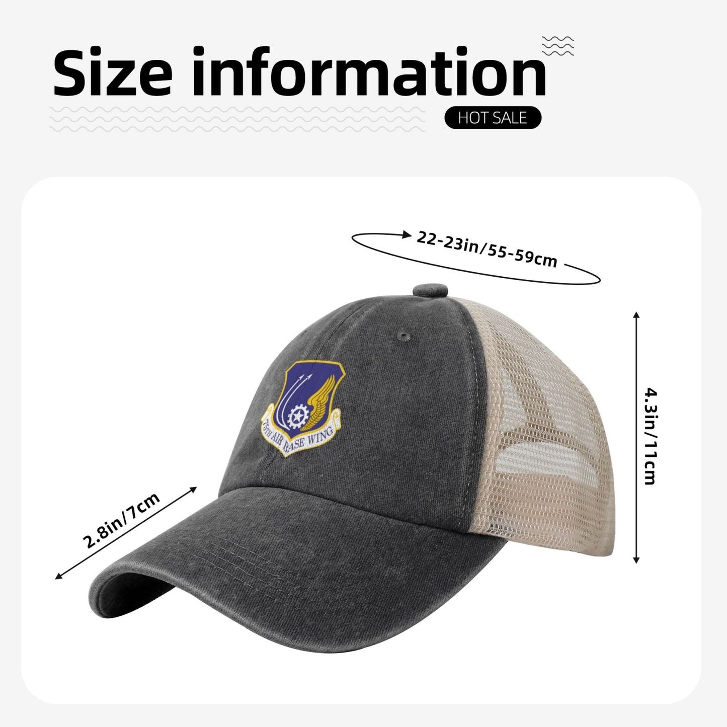 75th Air Base Wing Printed unisex baseball cap adjustable grid baseball cap veteran gift