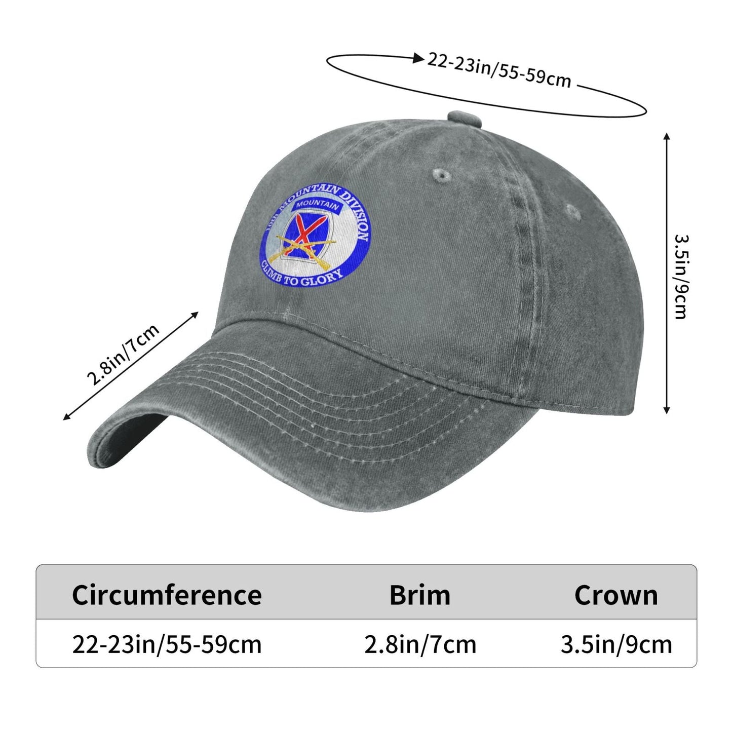 Us Army 10th Mountain Division Printing unisex baseball cap adjustable hats veteran gift