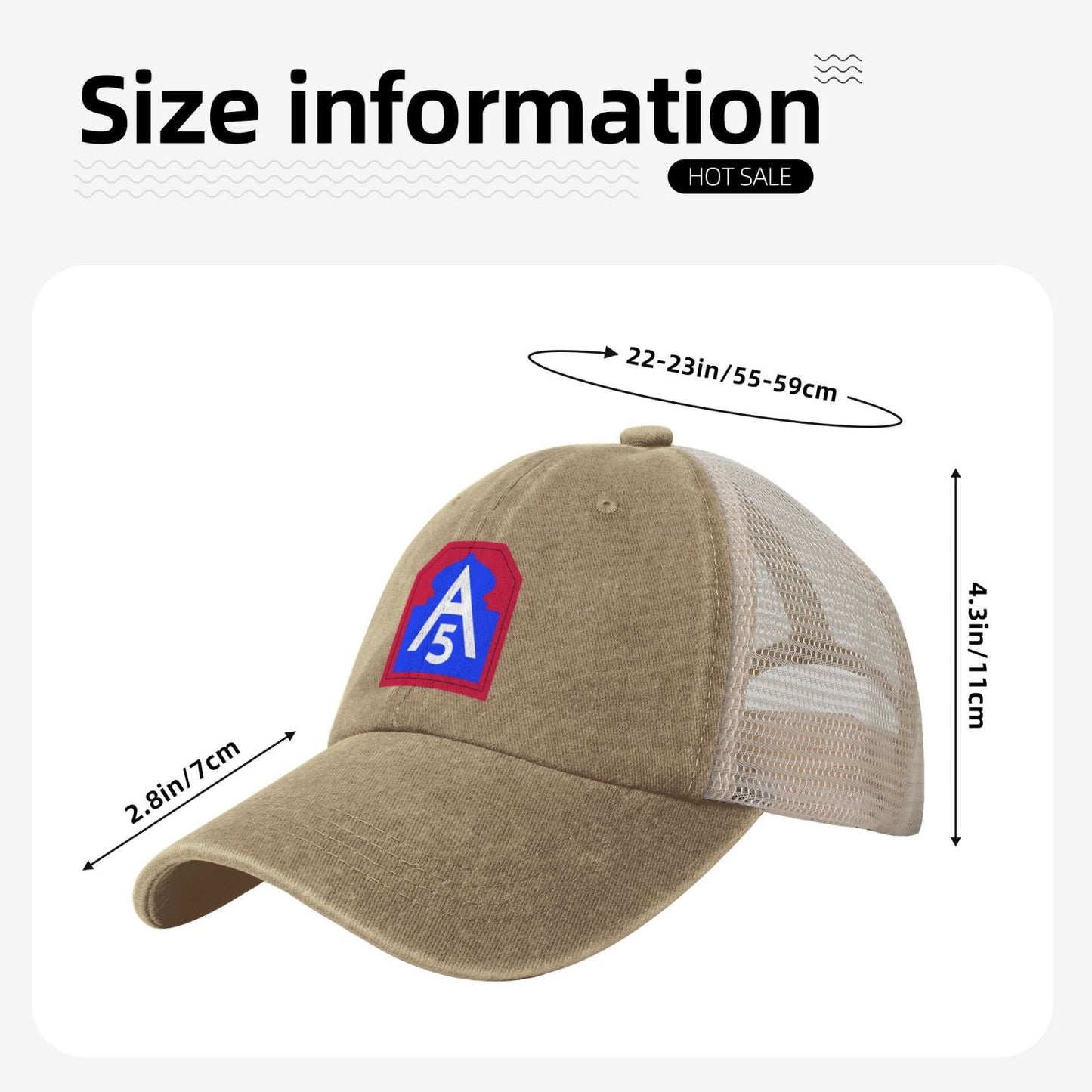 United States Army North CSIB Printed unisex baseball cap adjustable grid baseball cap veteran gift