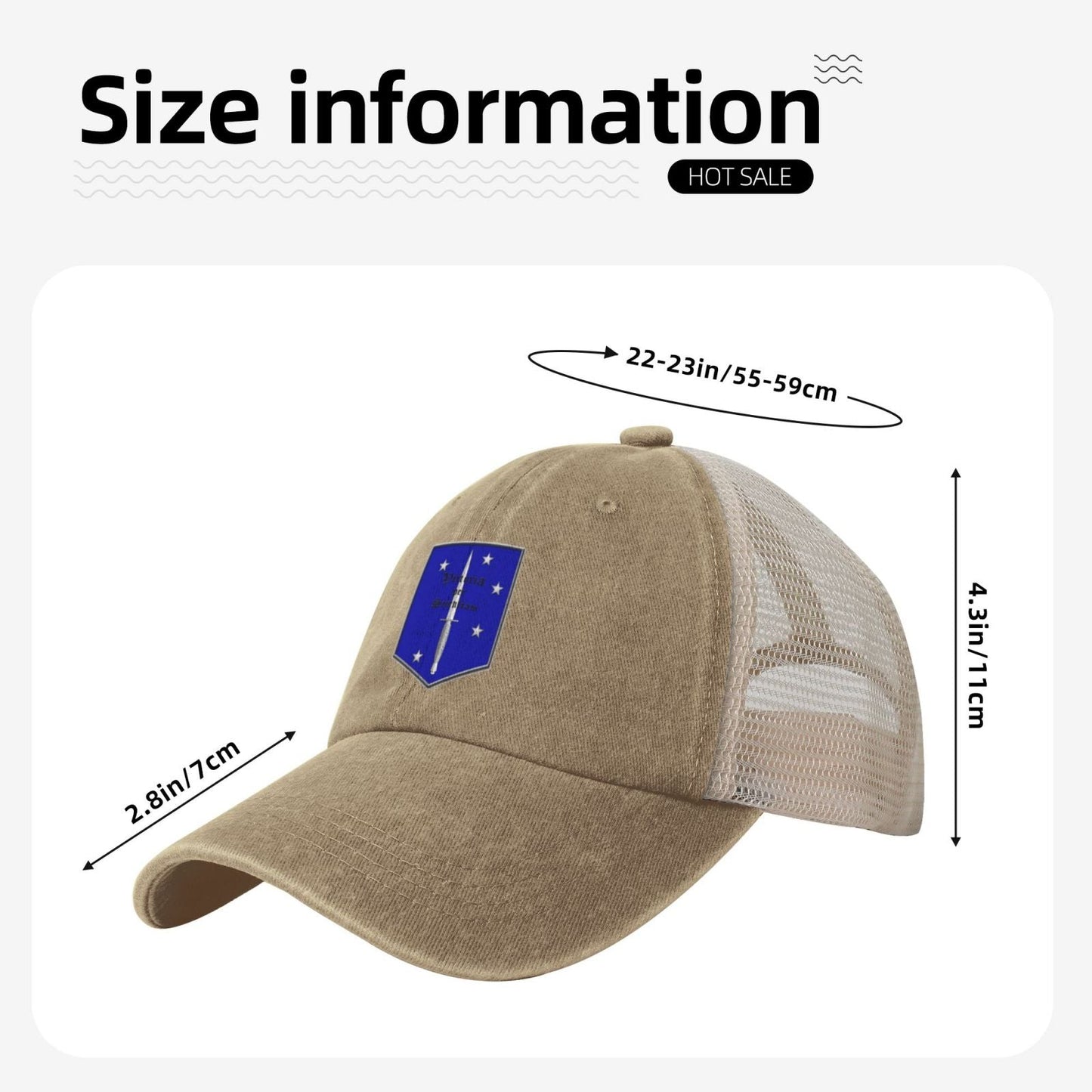 MSOS Insignia Printed unisex baseball cap adjustable grid baseball cap veteran gift