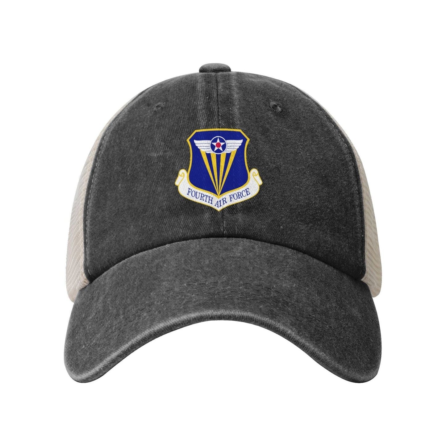 Fourth Air Force-Emblem Printed unisex baseball cap adjustable grid baseball cap veteran gift