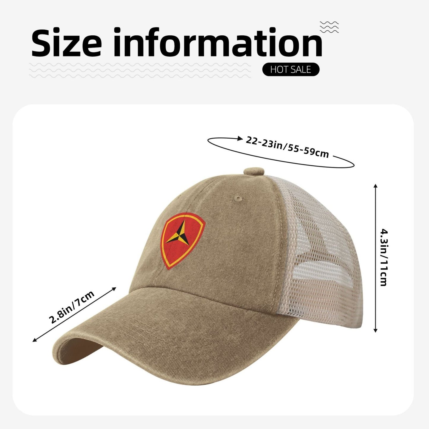 US 3d Marine Division SSI Printed unisex baseball cap adjustable grid baseball cap veteran gift