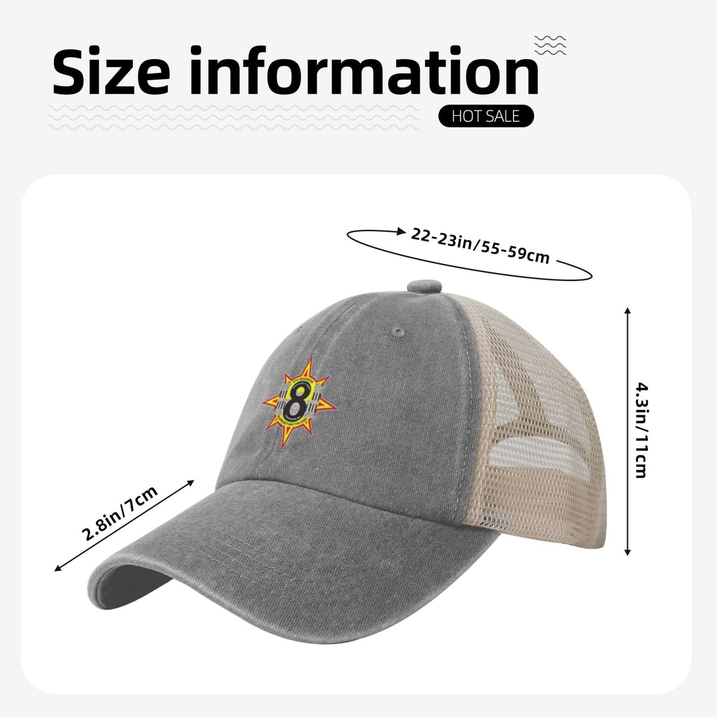 8th ESB Printed unisex baseball cap adjustable grid baseball cap veteran gift