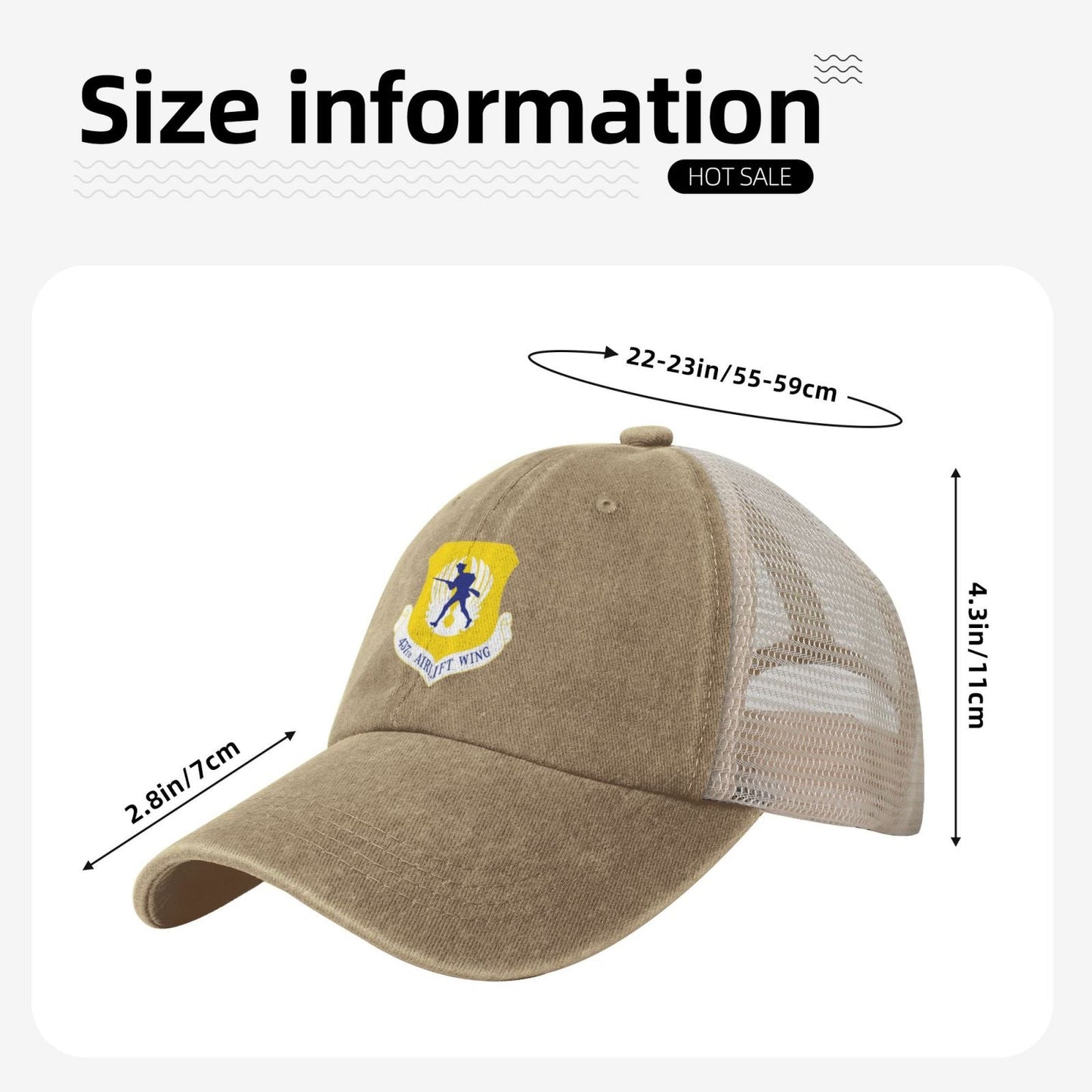 437th Airlift Wing Printed unisex baseball cap adjustable grid baseball cap veteran gift