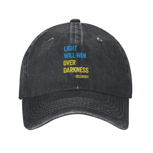 Light Will Win Over Darkness Zelensky Printed unisex baseball cap adjustable cap outdoor sunshade trucker hat