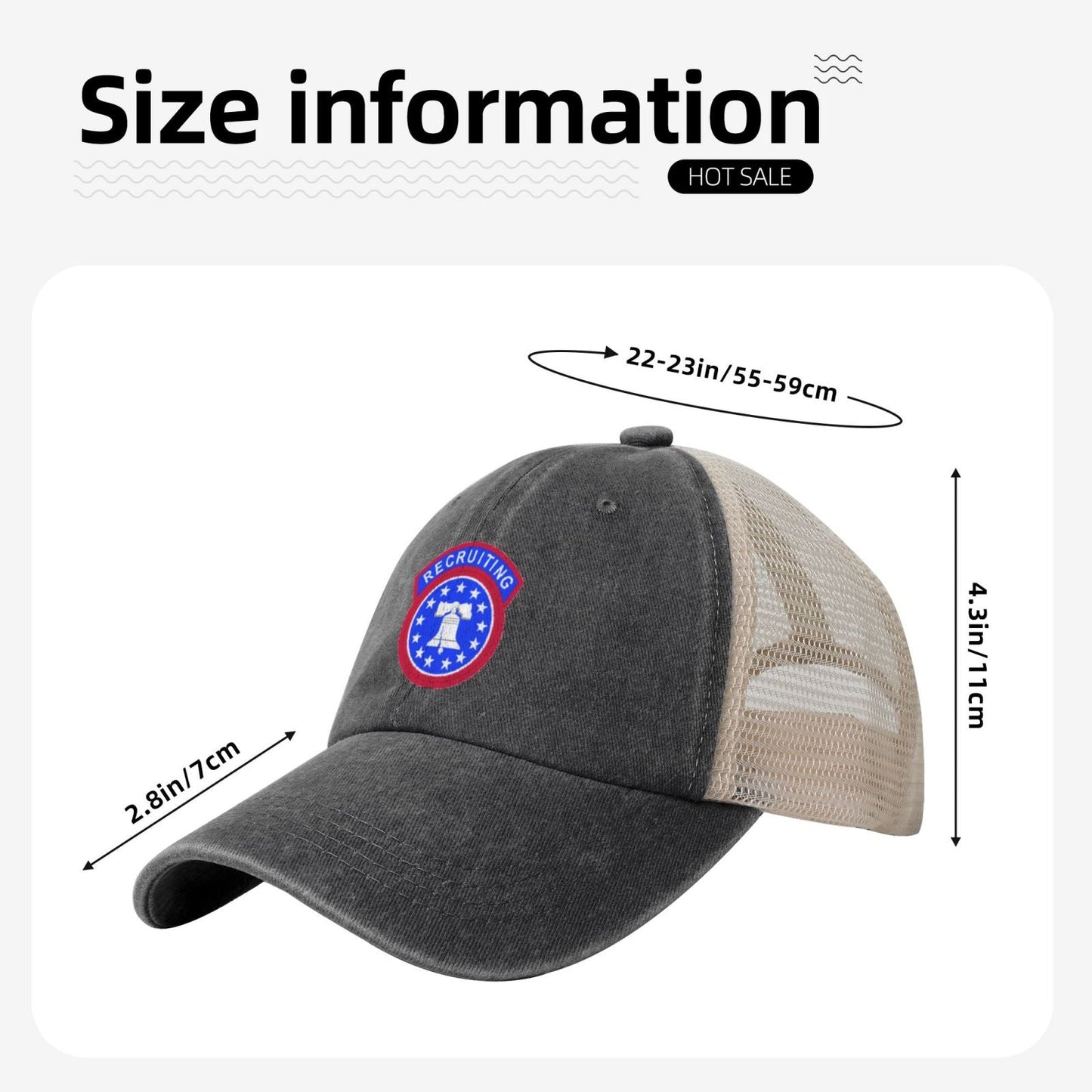 US Army Recruiting Command SSI Printed unisex baseball cap adjustable grid baseball cap veteran gift