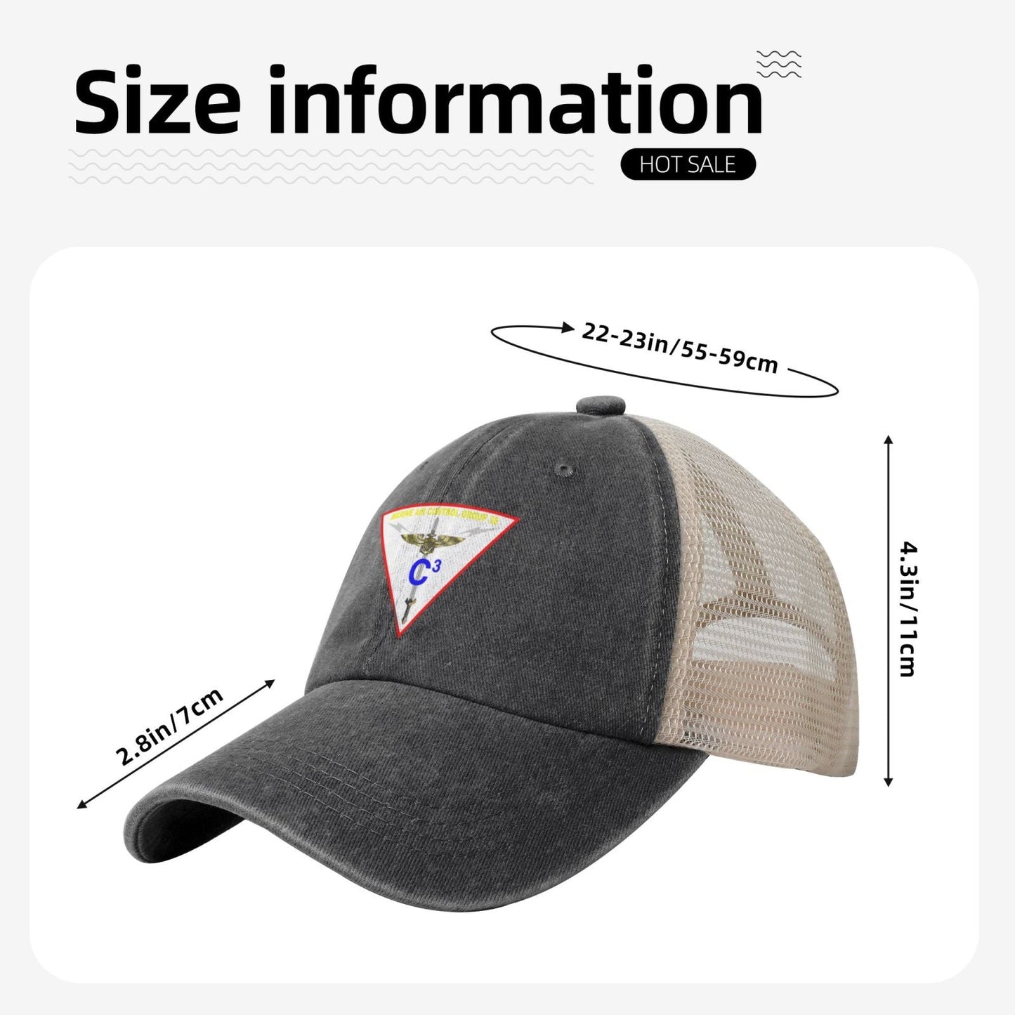 MACG 38 Insignia Printed unisex baseball cap adjustable grid baseball cap veteran gift