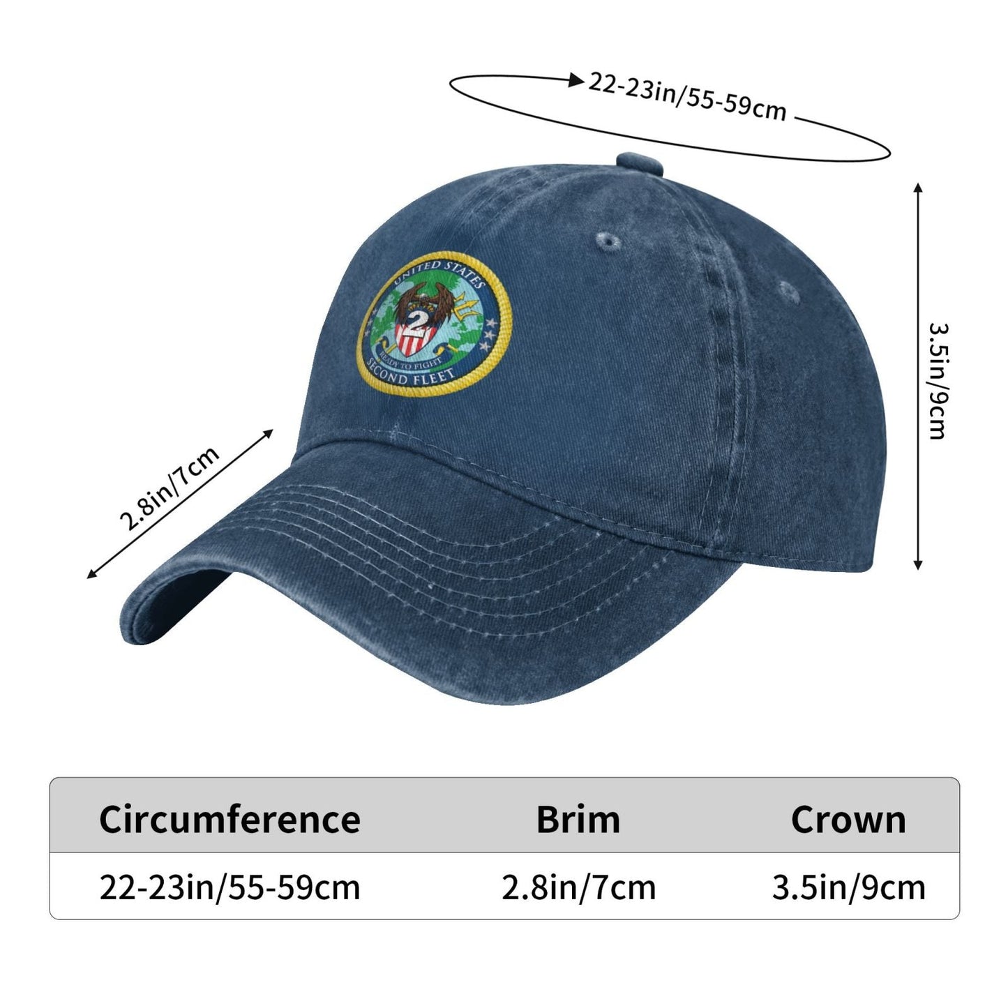 United States 2nd Fleet Insignia Printed unisex baseball cap adjustable cap veteran gift