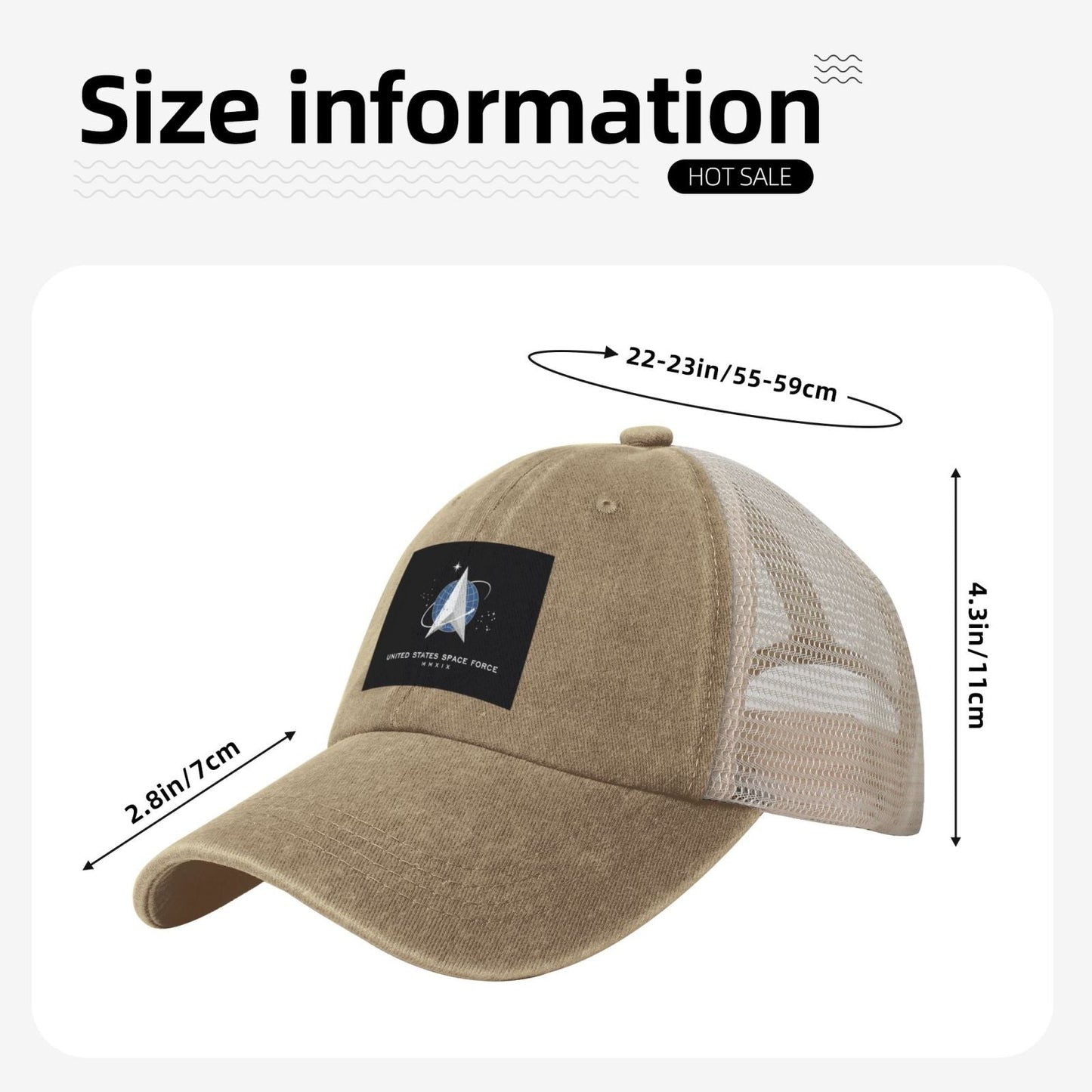 Flag Of The United States Space Force Printed unisex baseball cap adjustable grid baseball cap veteran gift