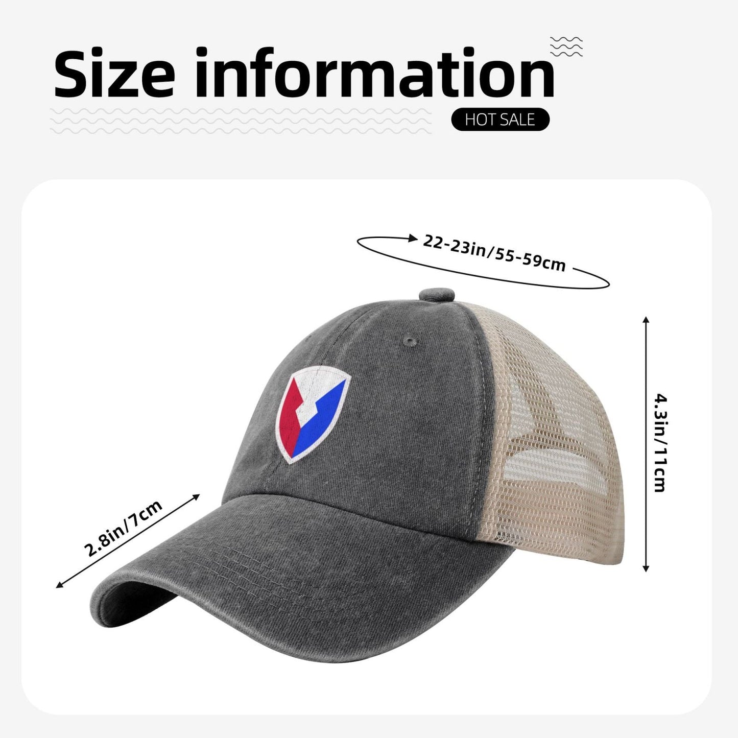 AMC Shoulder Insignia Printed unisex baseball cap adjustable grid baseball cap veteran gift