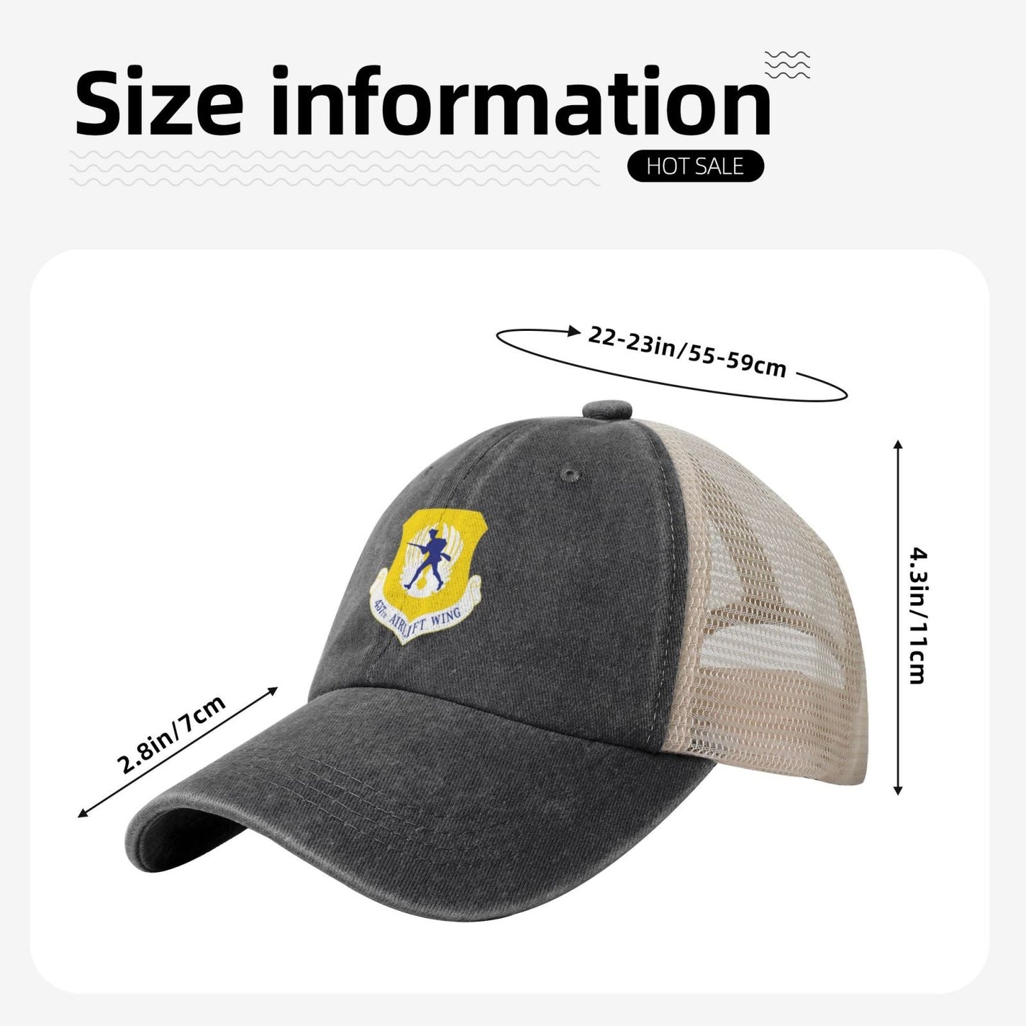 437th Airlift Wing Printed unisex baseball cap adjustable grid baseball cap veteran gift