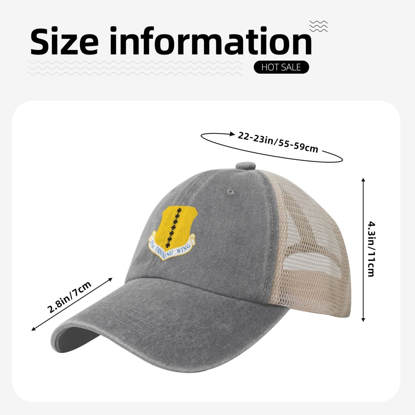 17th_Training_Wing.svg Printed unisex baseball cap adjustable grid baseball cap veteran gift