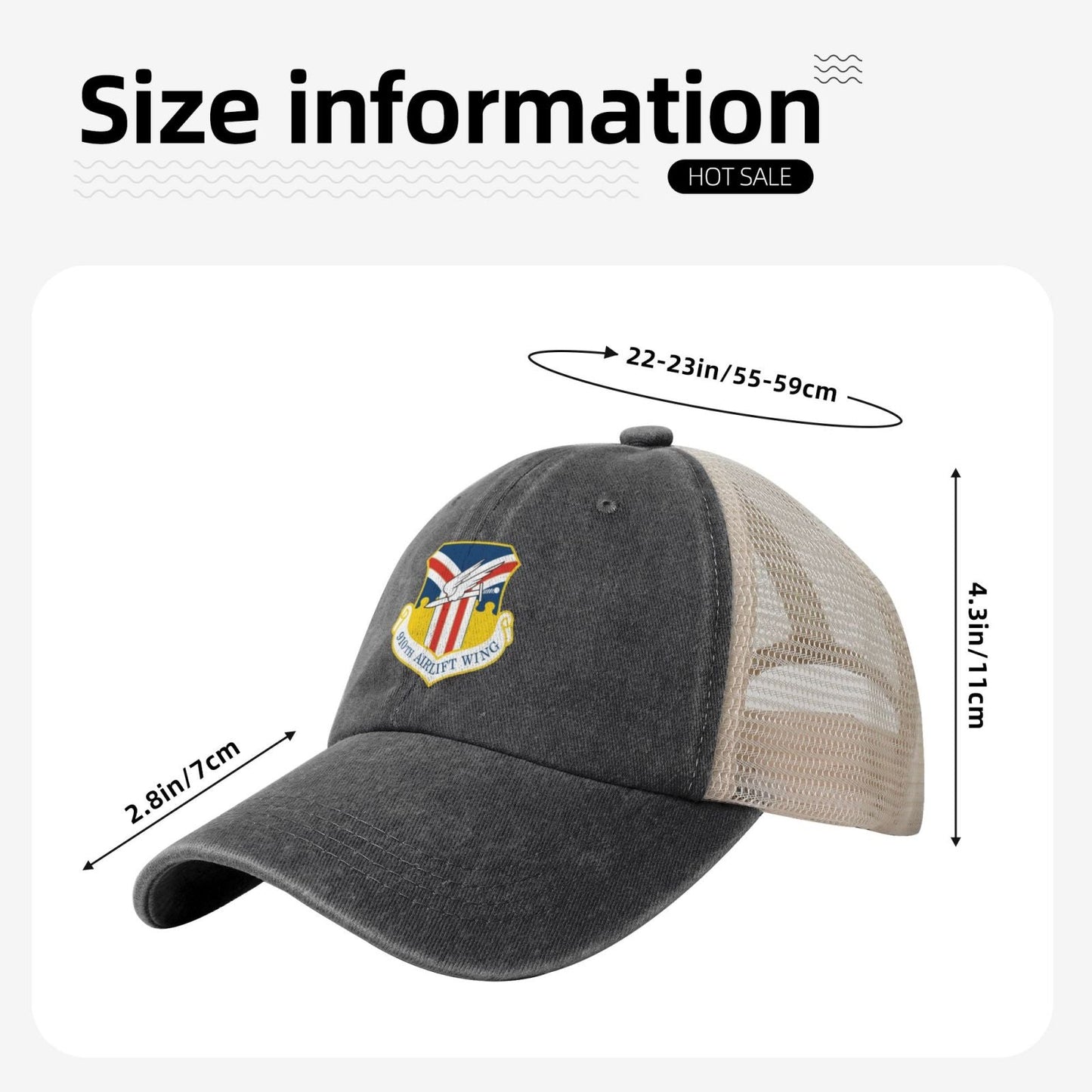 910th Airlift Wing Printed unisex baseball cap adjustable grid baseball cap veteran gift