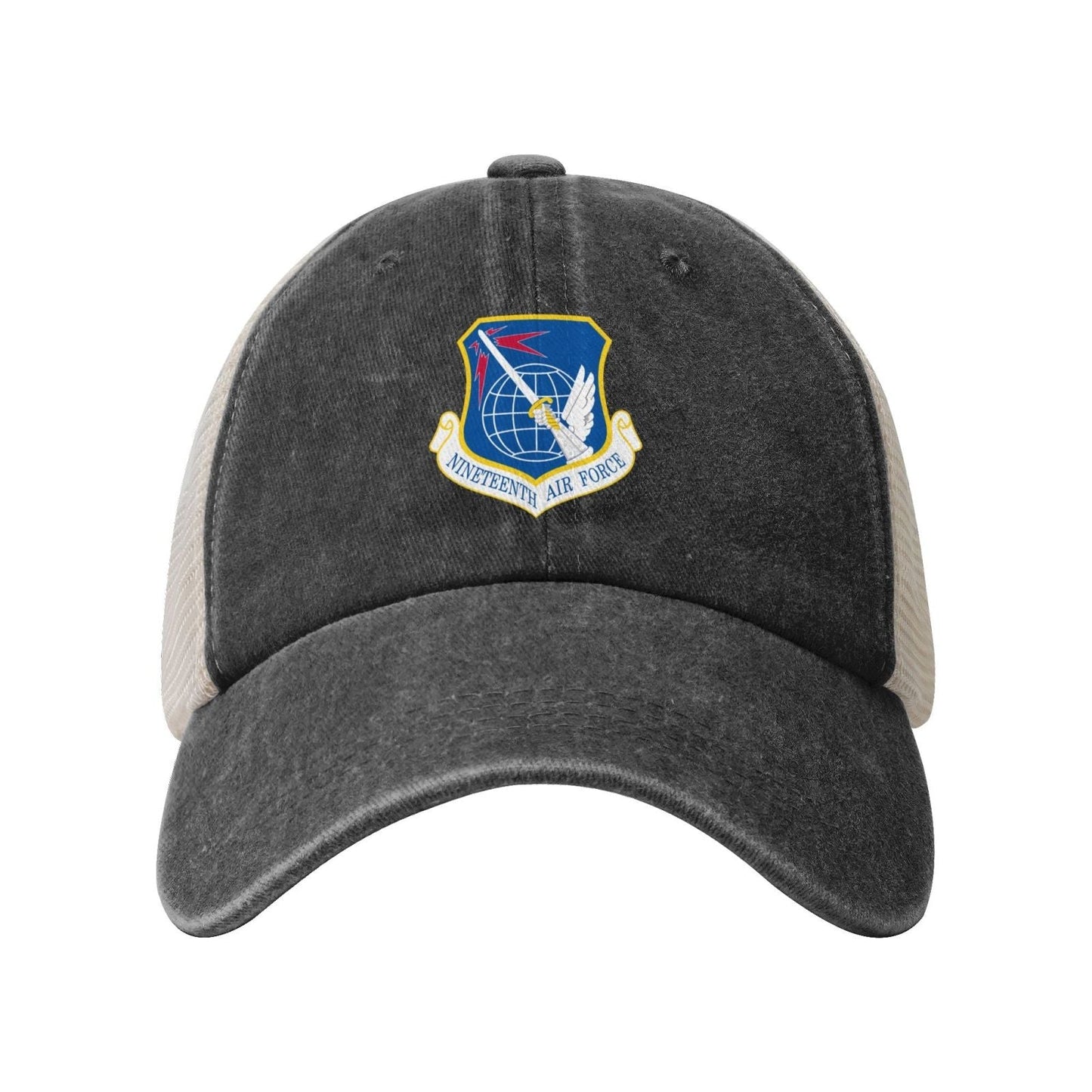 Nineteenth Air Force-Emblem Printed unisex baseball cap adjustable grid baseball cap veteran gift