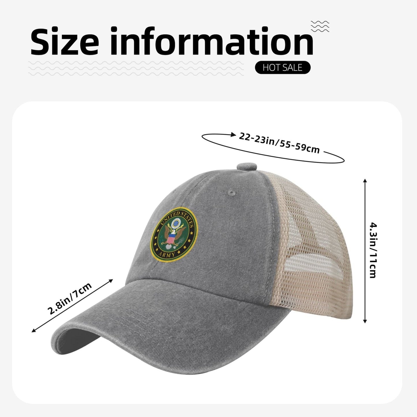 Mark Of The United States Army Printed unisex baseball cap adjustable grid baseball cap veteran gift