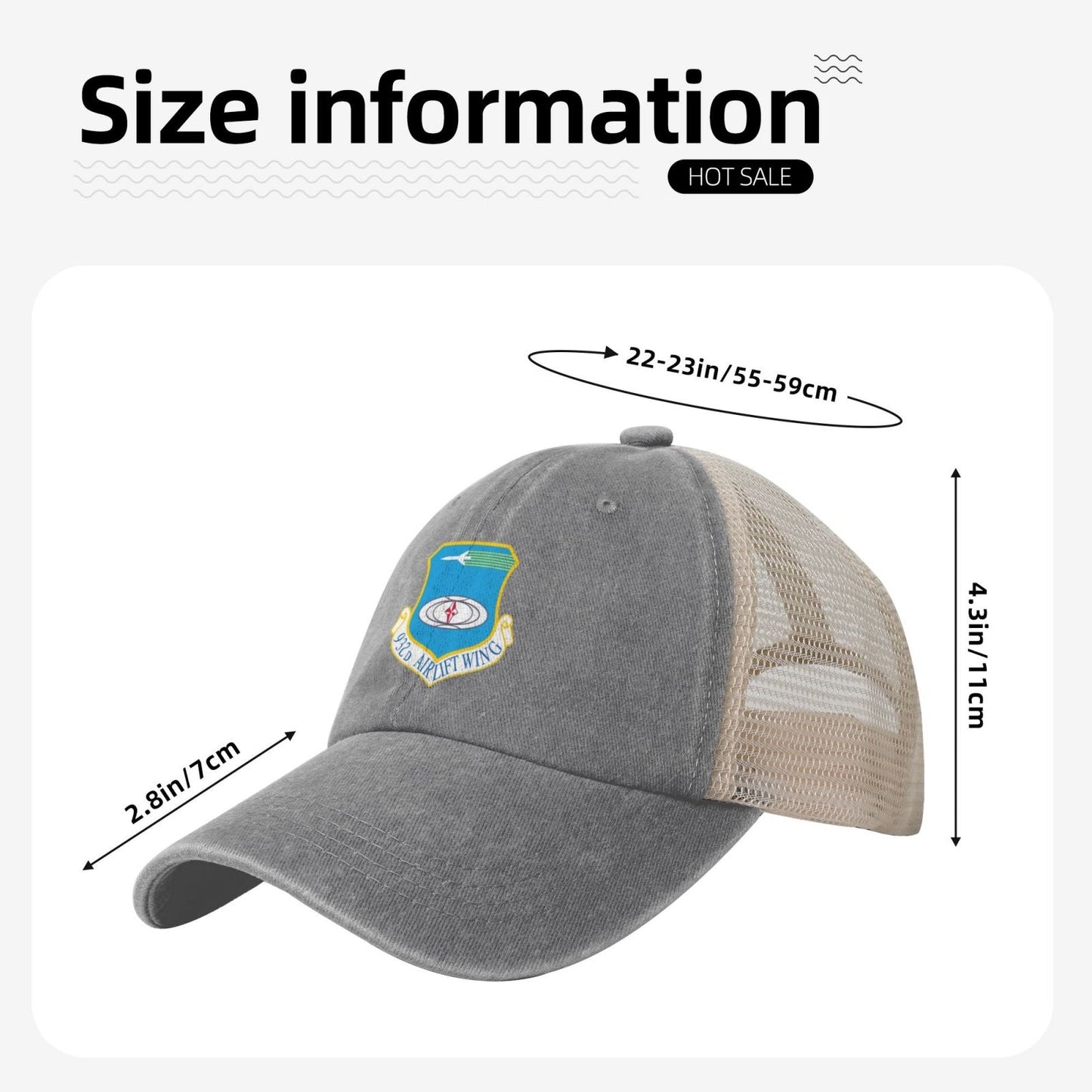 932d Airlift Wing Printed unisex baseball cap adjustable grid baseball cap veteran gift