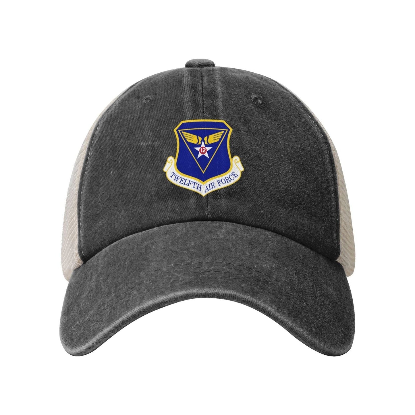 Twelfth Air Force-Emblem Printed unisex baseball cap adjustable grid baseball cap veteran gift