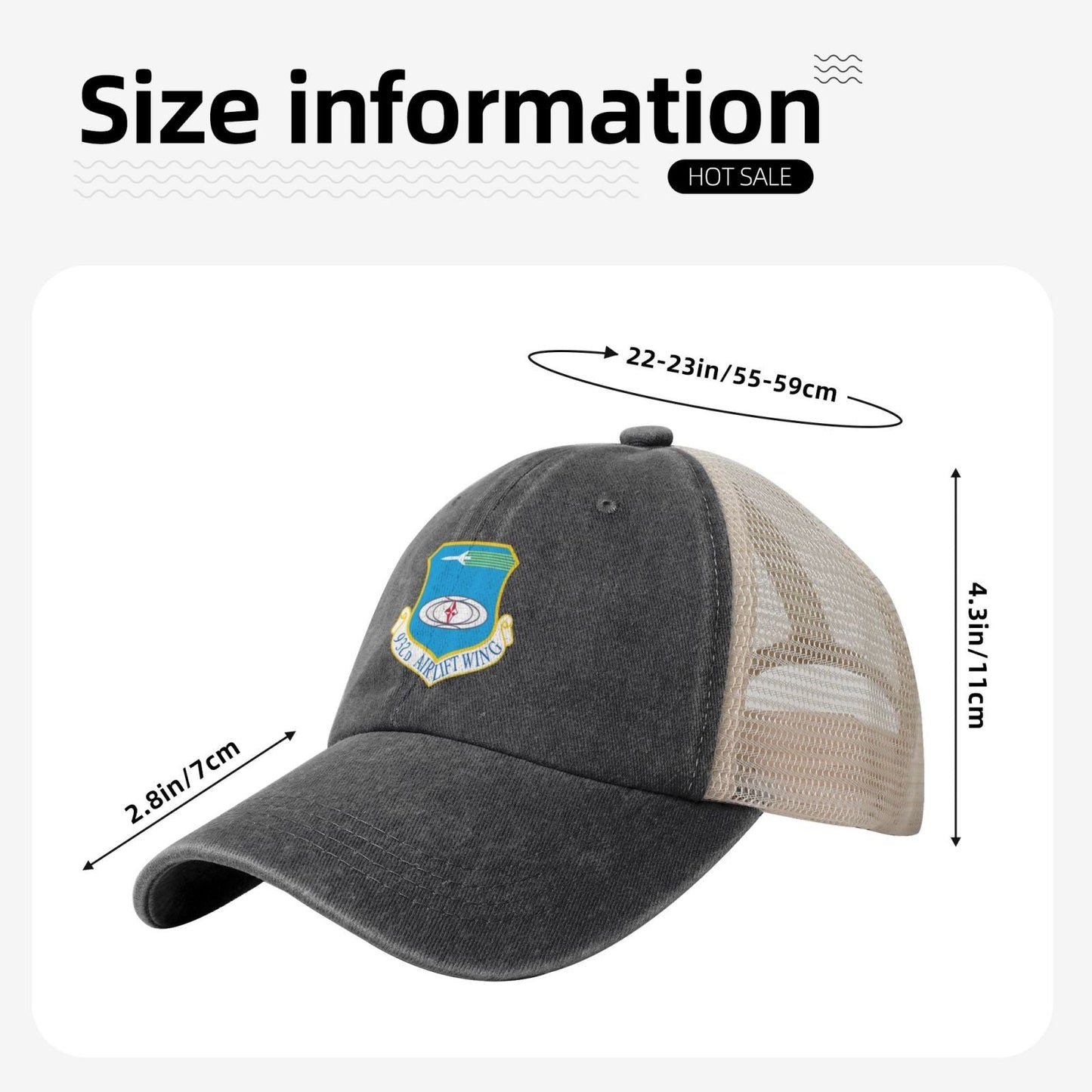 932d Airlift Wing Printed unisex baseball cap adjustable grid baseball cap veteran gift