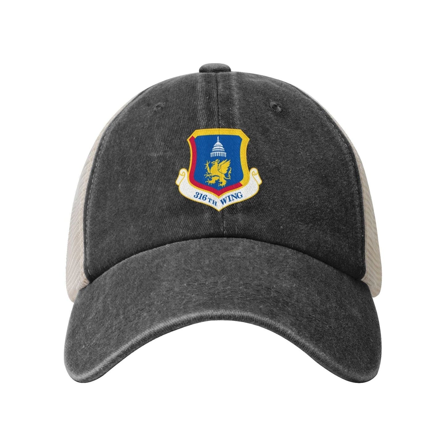 316th Wing Printed unisex baseball cap adjustable grid baseball cap veteran gift