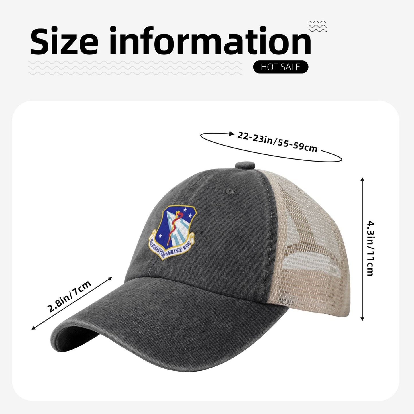 711th Human Performance Wing Printed unisex baseball cap adjustable grid baseball cap veteran gift