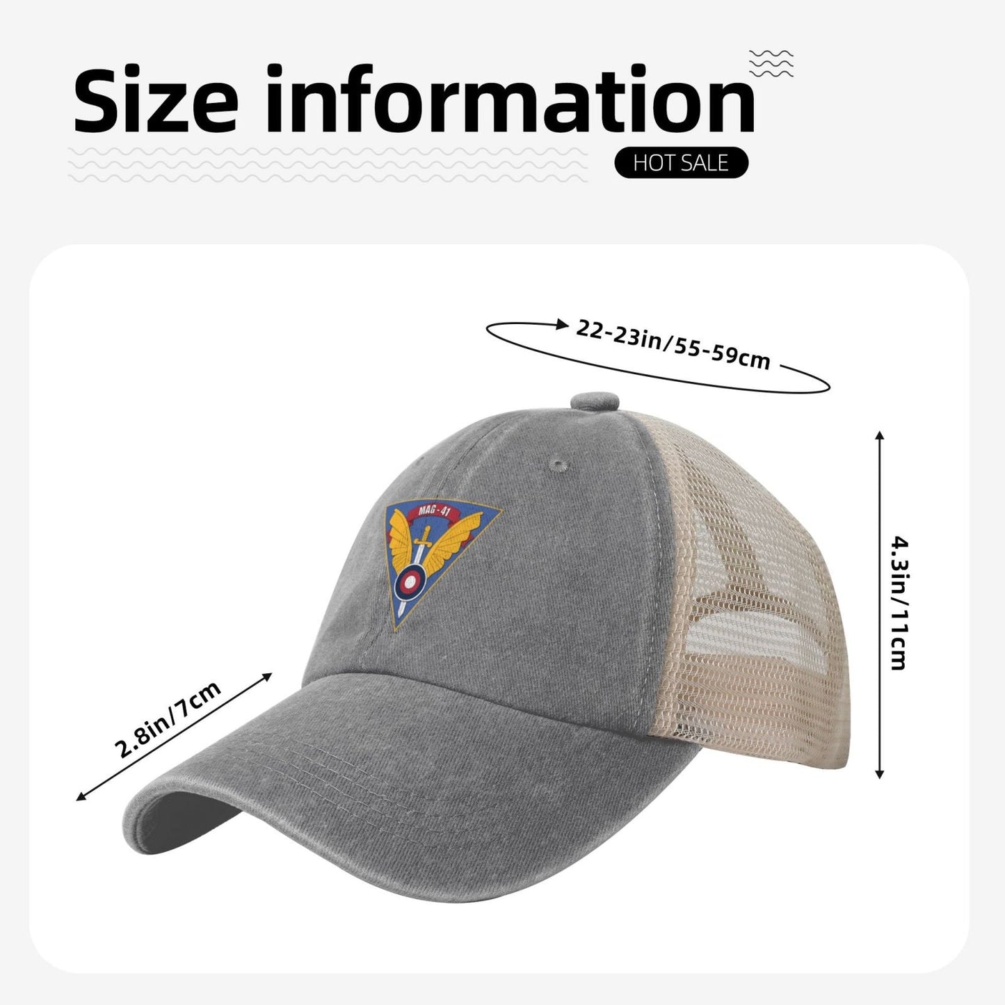 MAG-41 Insignia.svg Printed unisex baseball cap adjustable grid baseball cap veteran gift