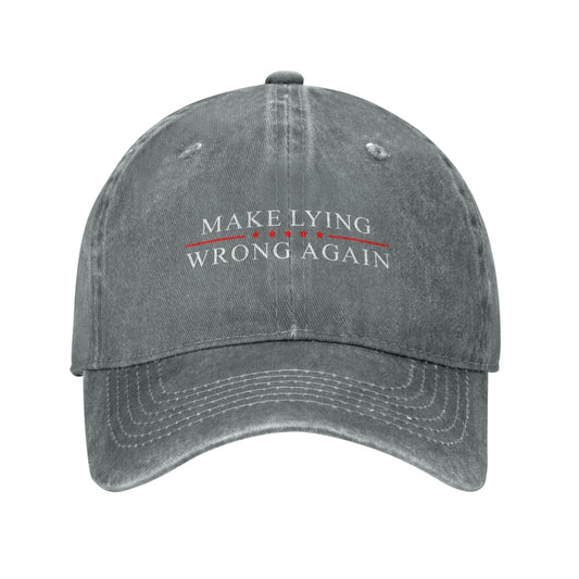 MAKE LYING WRONG AGAIN Printed unisex baseball cap adjustable cap outdoor sunshade trucker hat