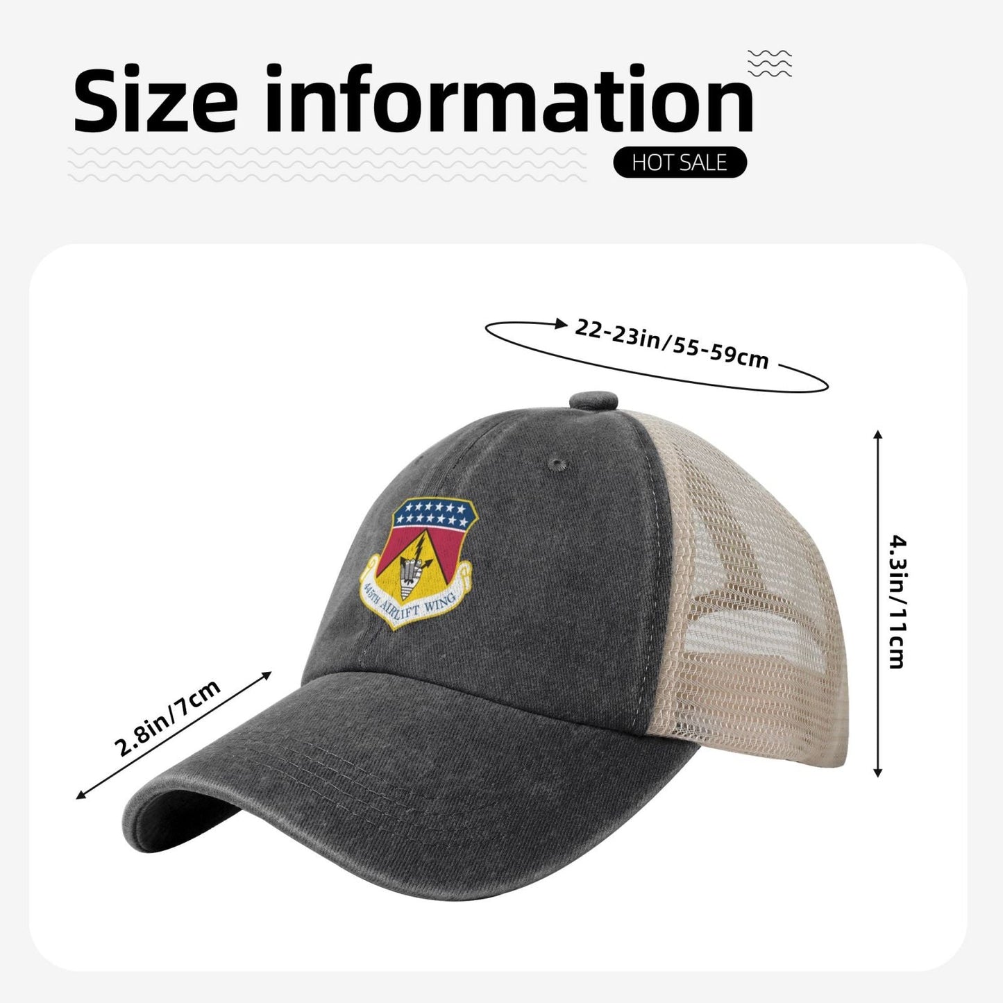 445th Airlift Wing Printed unisex baseball cap adjustable grid baseball cap veteran gift