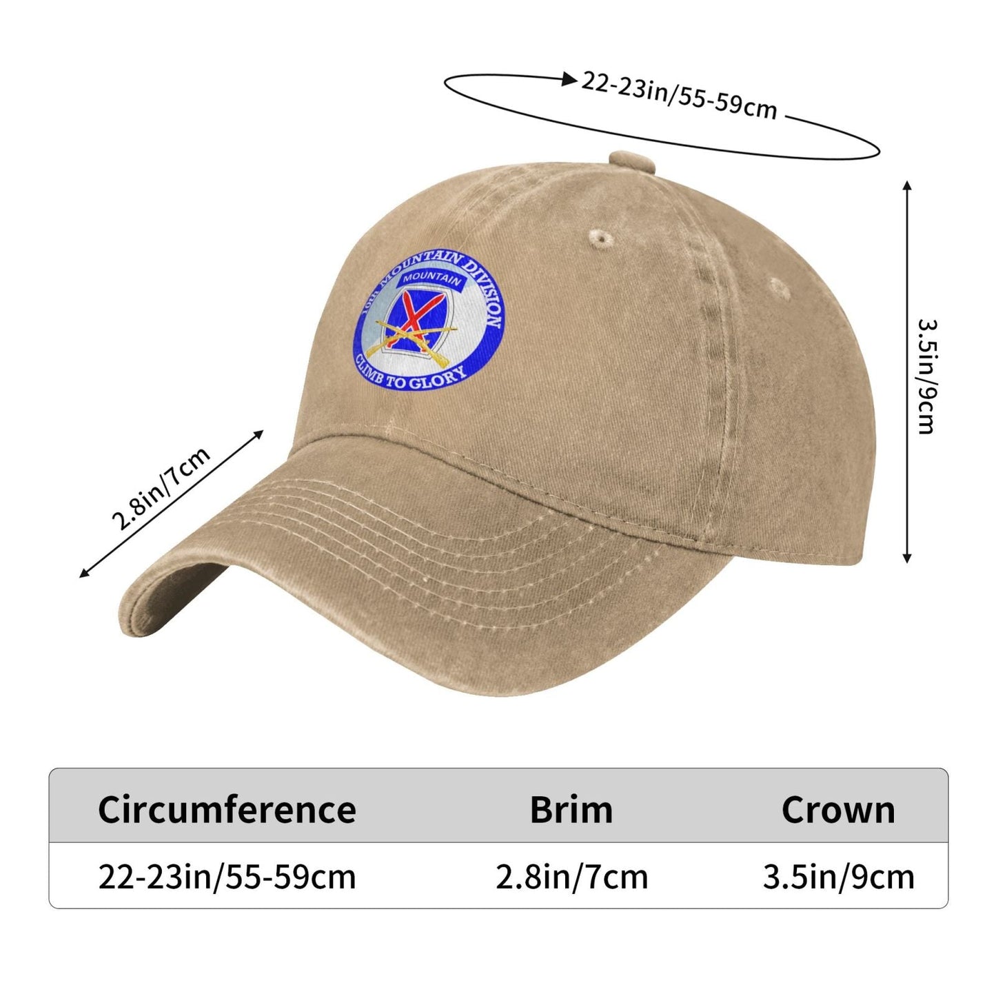 Us Army 10th Mountain Division Printing unisex baseball cap adjustable hats veteran gift