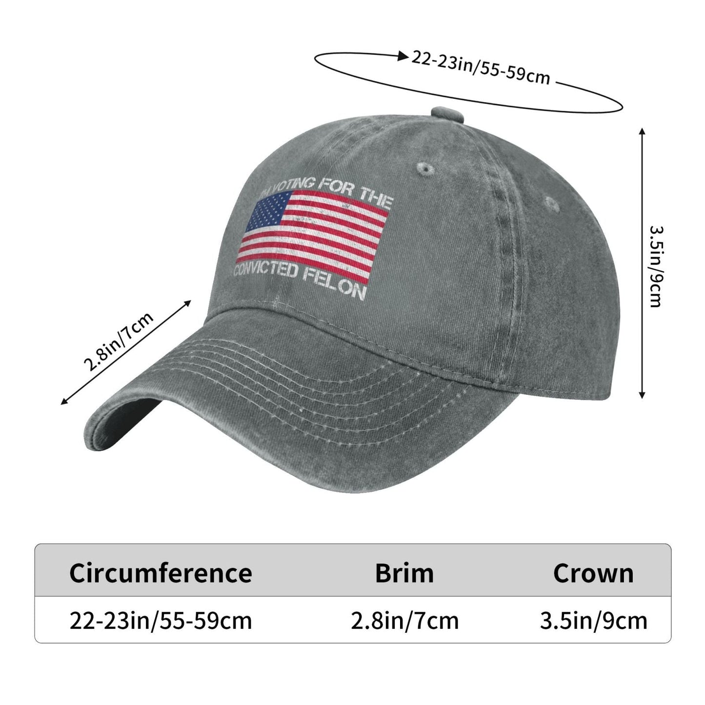 Im Voting For The Convicted Felon Funny White Printing unisex baseball cap adjustable hats veteran gift