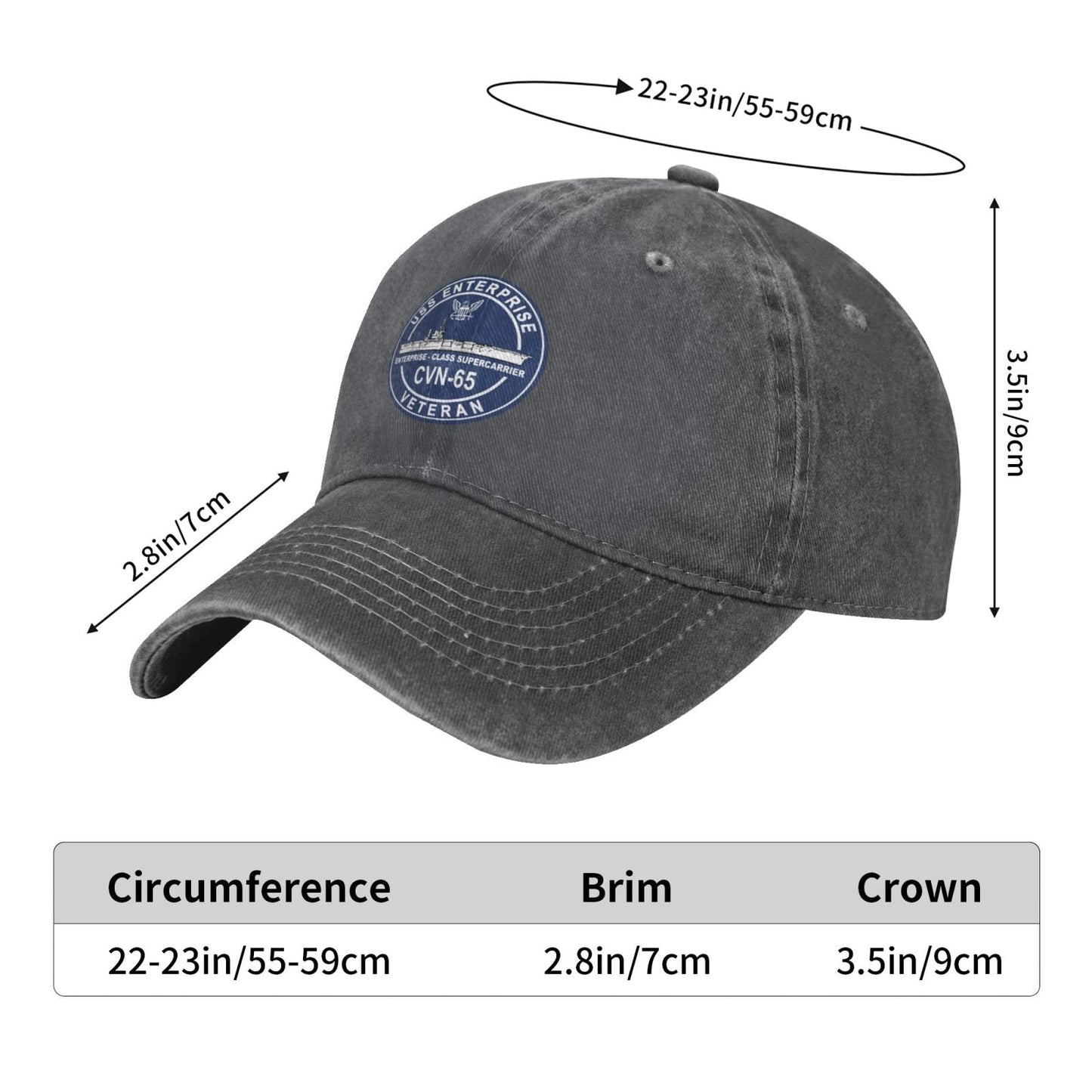 USS Enterprise CVN-65 Printed unisex baseball cap adjustable cap outdoor casual cap truck driver cap